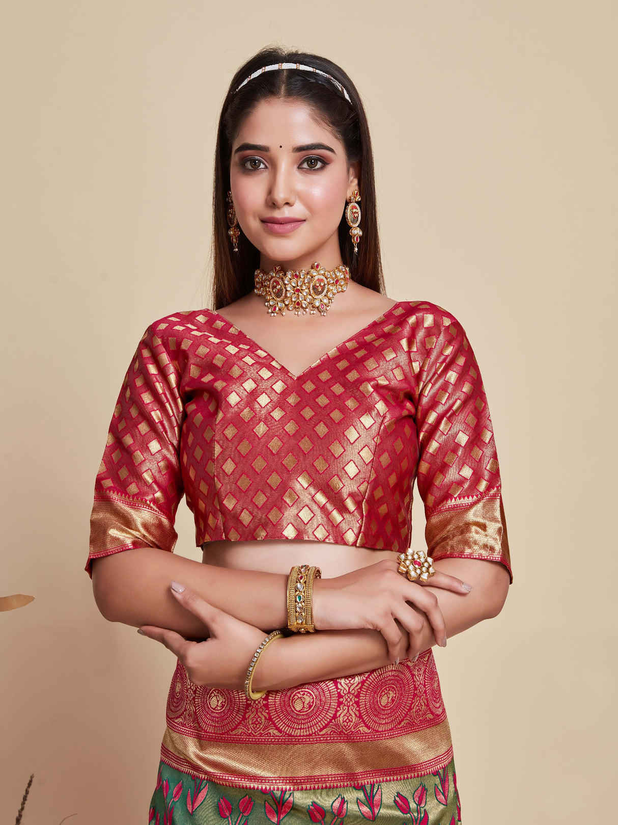 Mimosa Women's Woven Design Kanjivaram Art Silk Saree With Blouse Piece : SA00001144BG