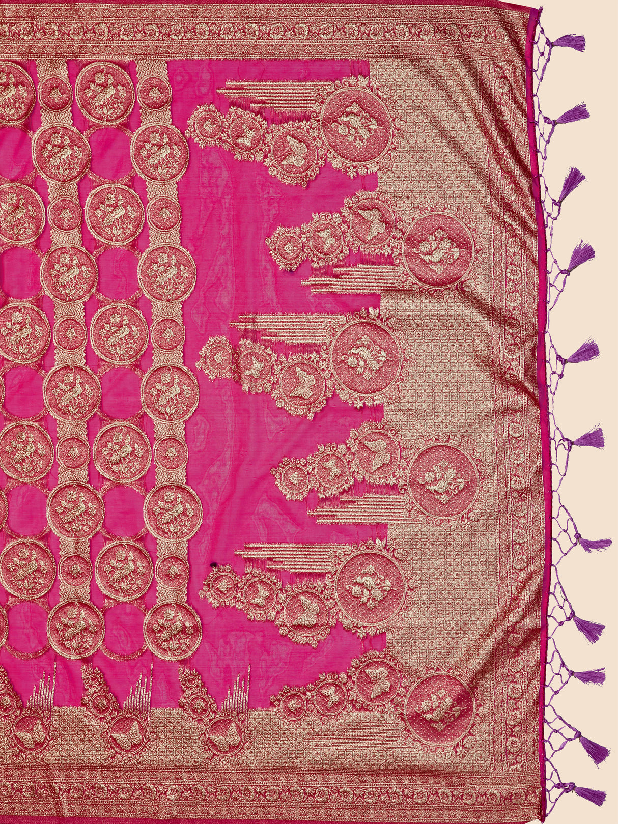 Mimosa Women's Woven Design Banarasi Organza Saree With Blouse Piece : SA00001160PNK