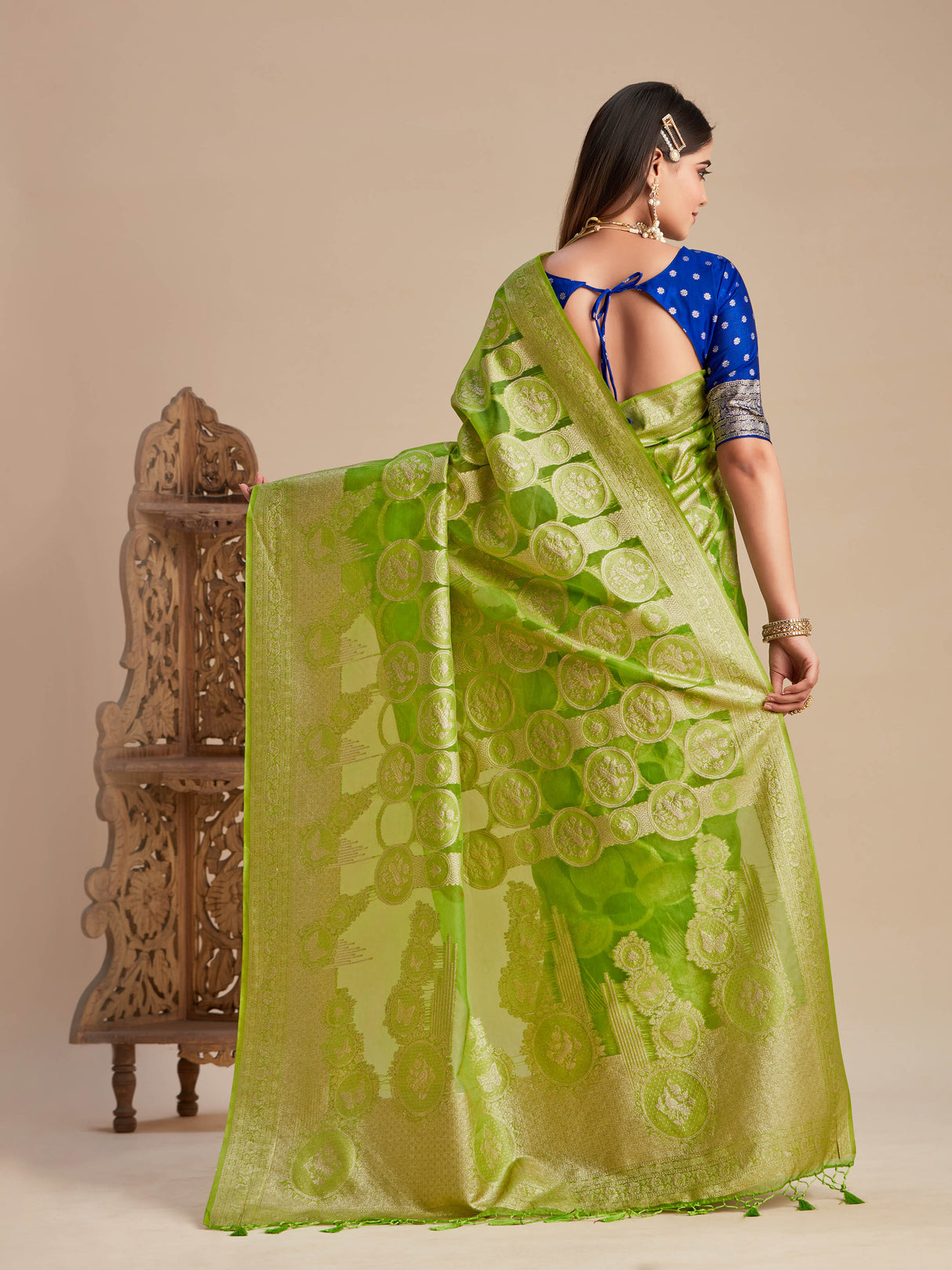 Mimosa Women's Woven Design Banarasi Organza Saree With Blouse Piece : SA00001160PS