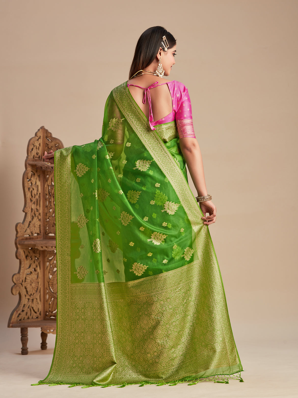 Mimosa Women's Woven Design Banarasi Organza Saree With Blouse Piece : SA00001161LR