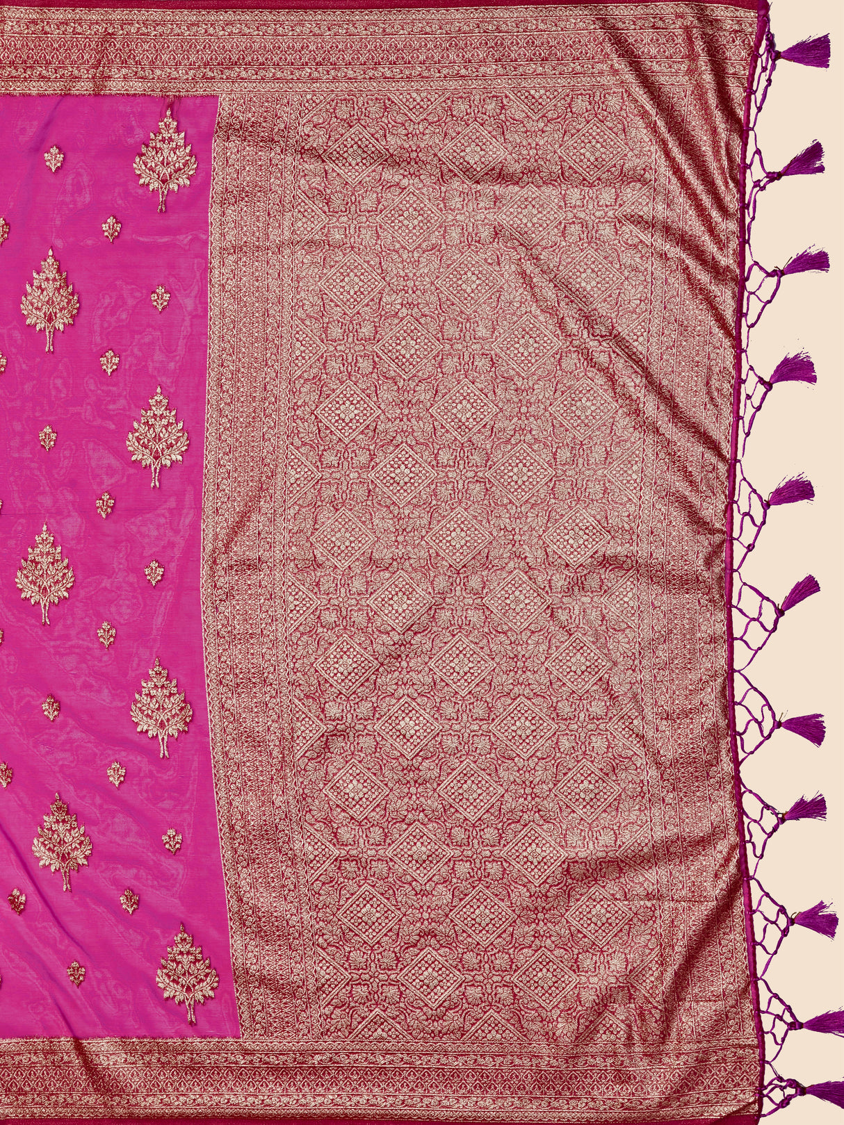 Mimosa Women's Woven Design Banarasi Organza Saree With Blouse Piece : SA00001161PNK