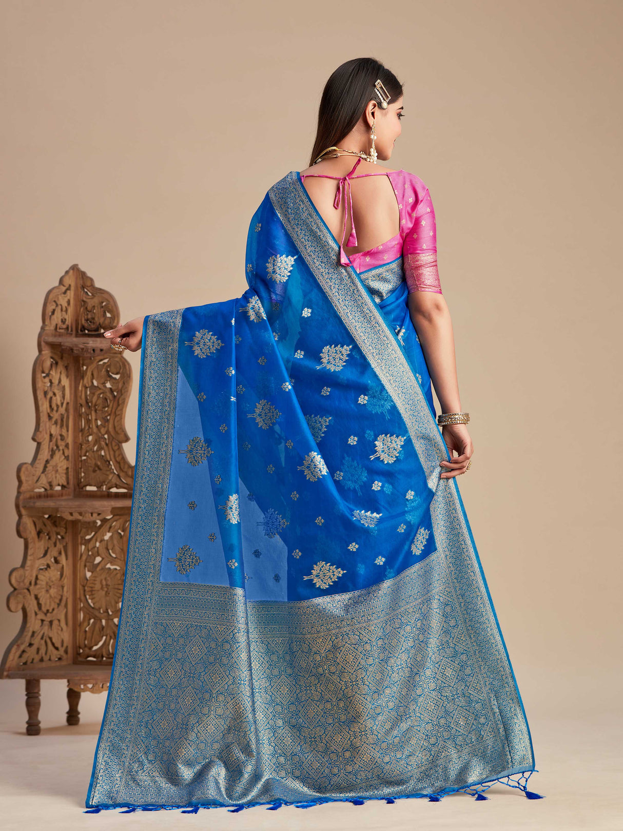 Mimosa Women's Woven Design Banarasi Organza Saree With Blouse Piece : SA00001161RB