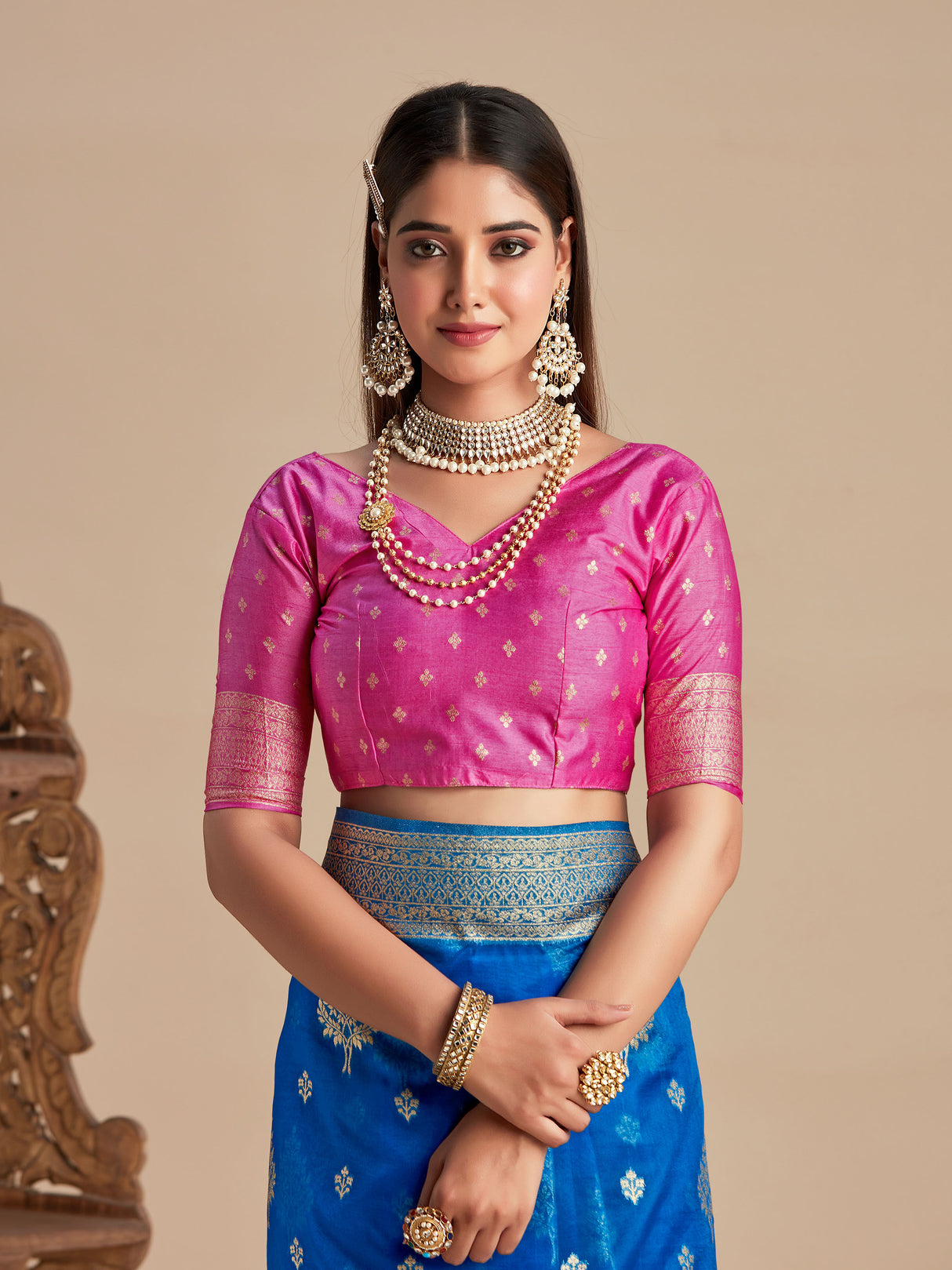 Mimosa Women's Woven Design Banarasi Organza Saree With Blouse Piece : SA00001161RB