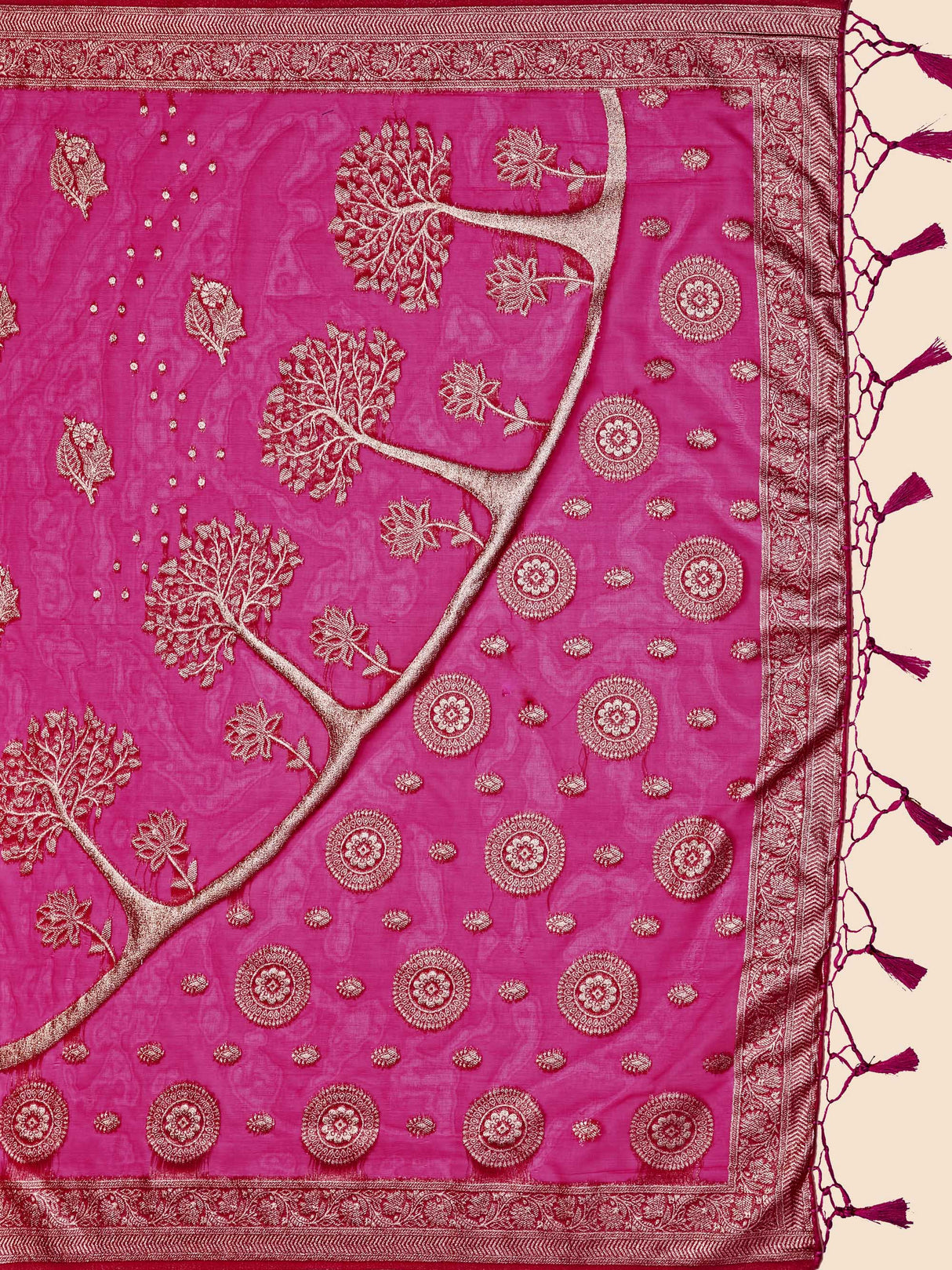 Mimosa Women's Woven Design Banarasi Organza Saree With Blouse Piece : SA00001162PNK