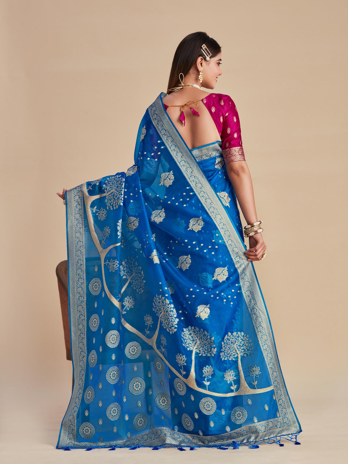 Mimosa Women's Woven Design Banarasi Organza Saree With Blouse Piece : SA00001162RB