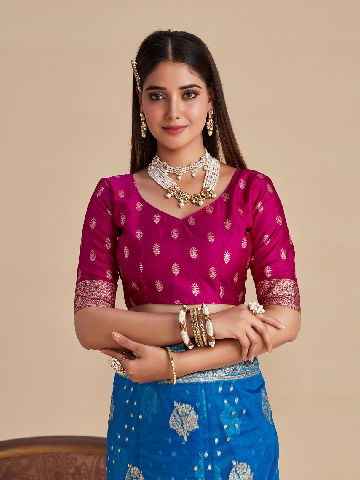 Mimosa Women's Woven Design Banarasi Organza Saree With Blouse Piece : SA00001162RB