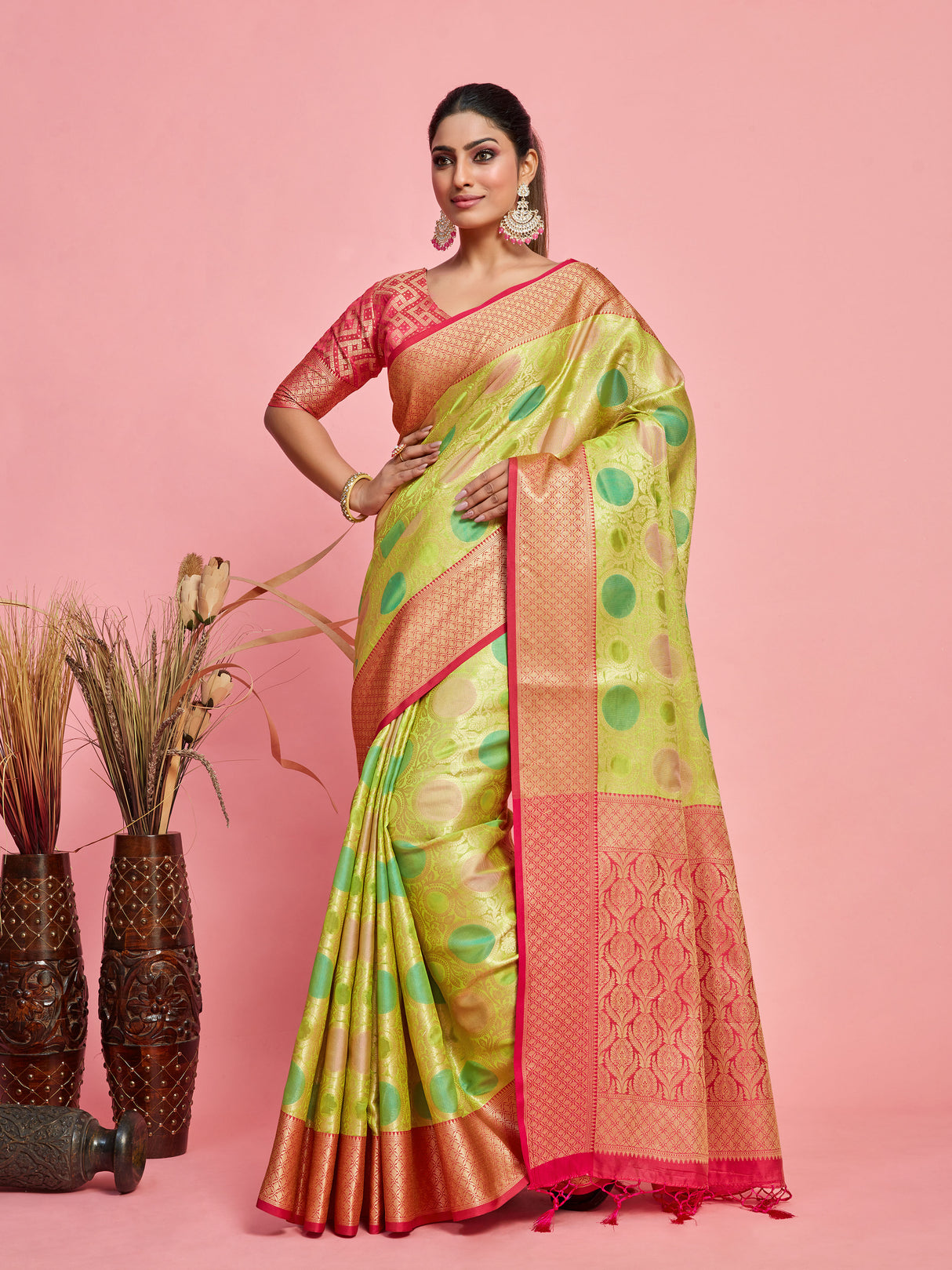 Mimosa Women's Woven Design Banarasi Art Silk Saree With Blouse Piece : SA00001211LRFREE