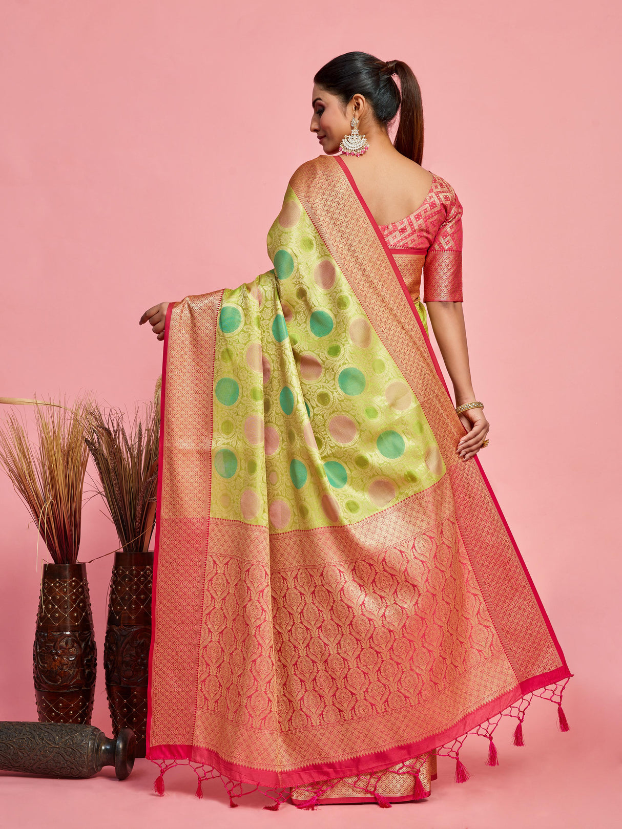 Mimosa Women's Woven Design Banarasi Art Silk Saree With Blouse Piece : SA00001211LRFREE