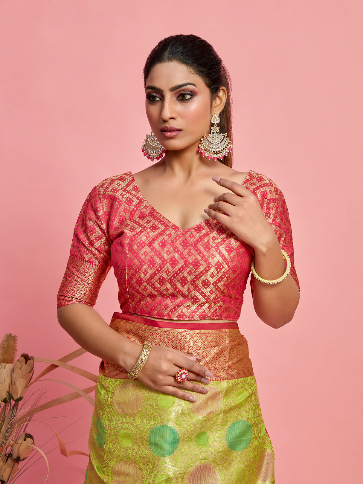 Mimosa Women's Woven Design Banarasi Art Silk Saree With Blouse Piece : SA00001211LRFREE