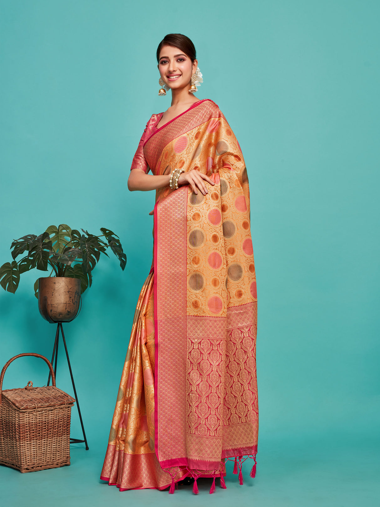 Mimosa Women's Woven Design Banarasi Art Silk Saree With Blouse Piece : SA00001211PCFREE