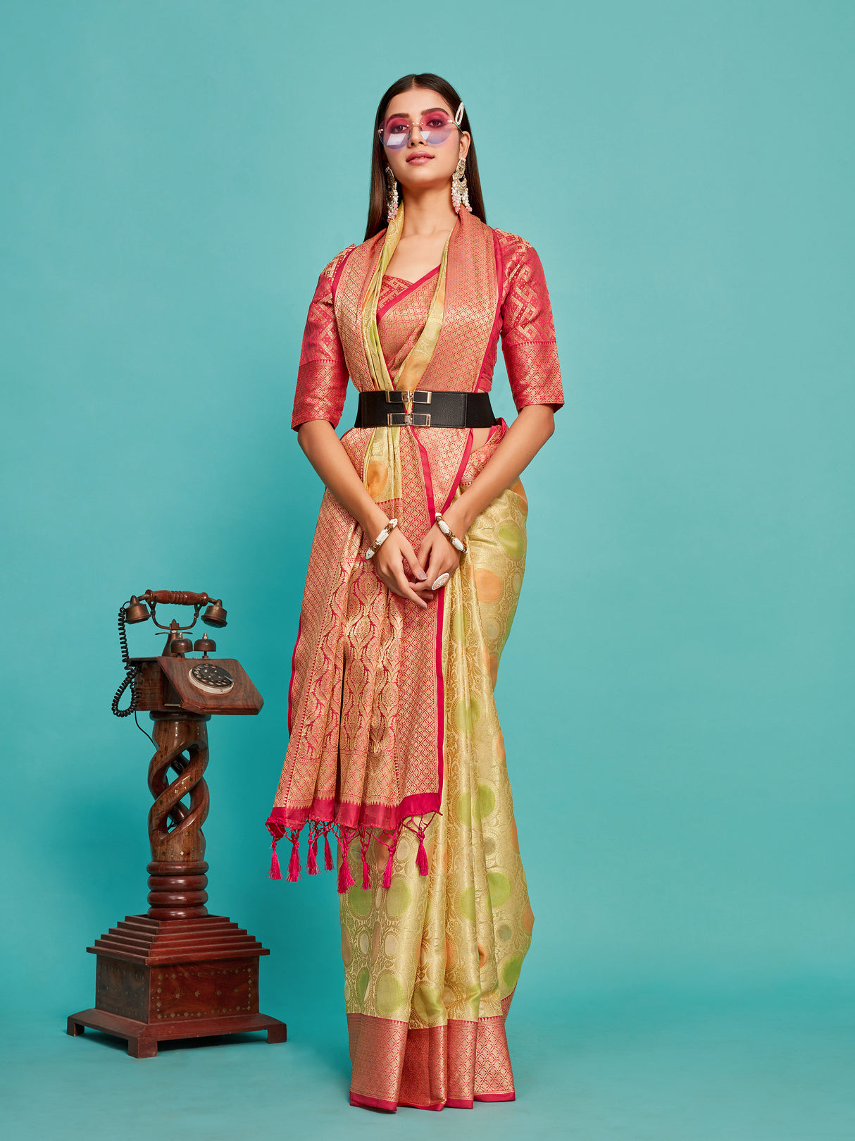 Mimosa Women's Woven Design Banarasi Art Silk Saree With Blouse Piece : SA00001211TSFREE