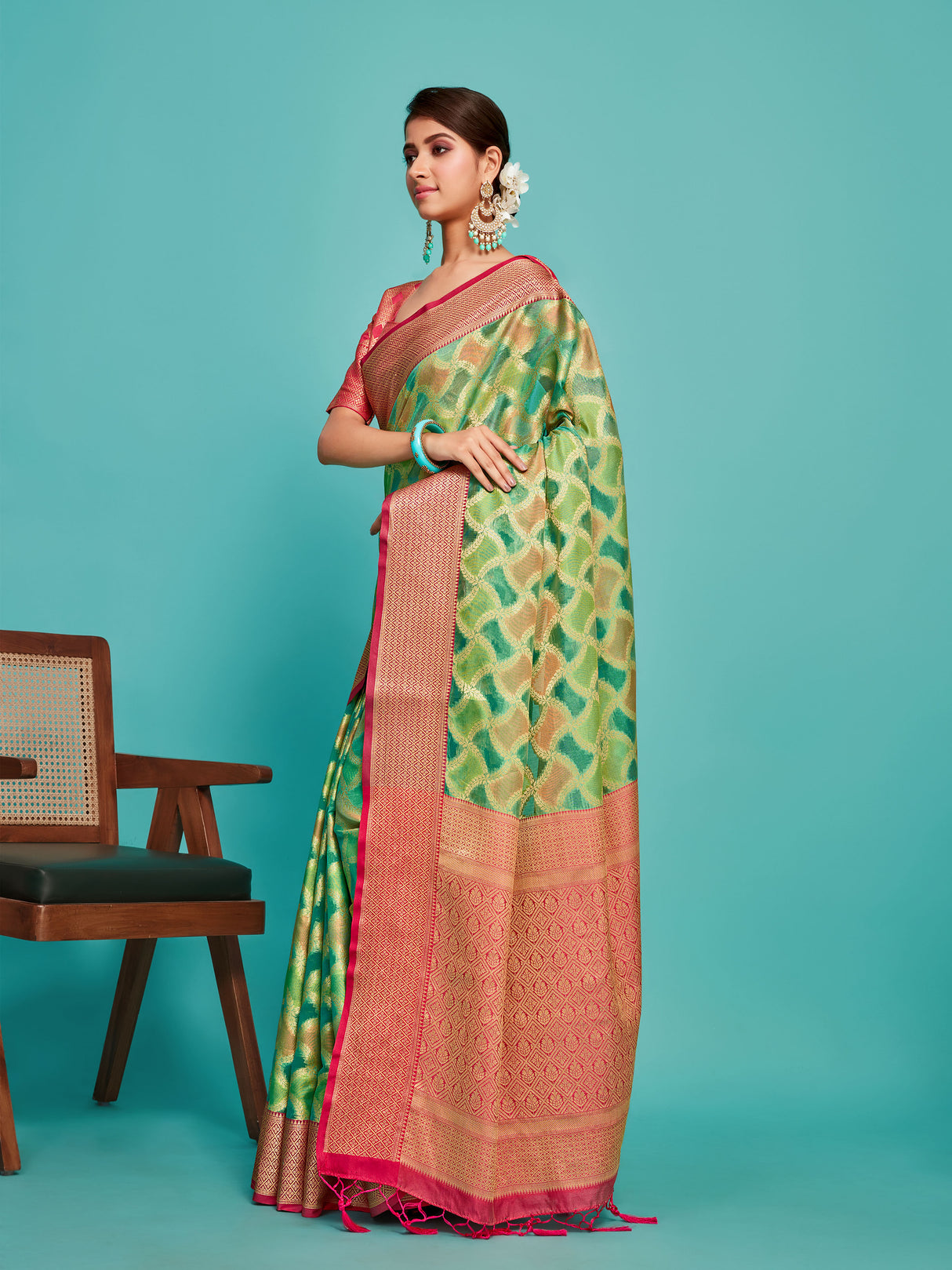 Mimosa Women's Woven Design Banarasi Art Silk Saree With Blouse Piece : SA00001212SFFREE