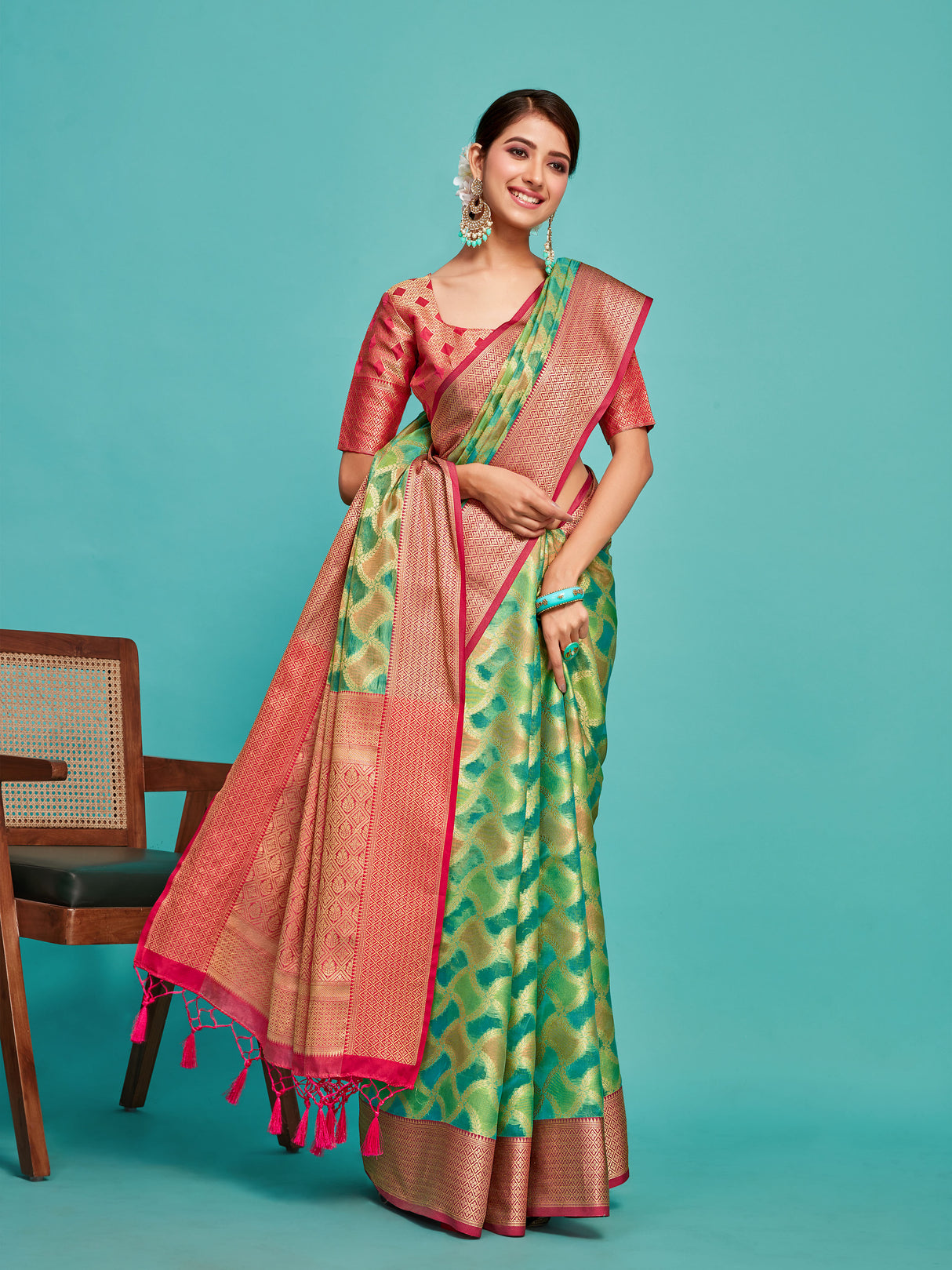 Mimosa Women's Woven Design Banarasi Art Silk Saree With Blouse Piece : SA00001212SFFREE