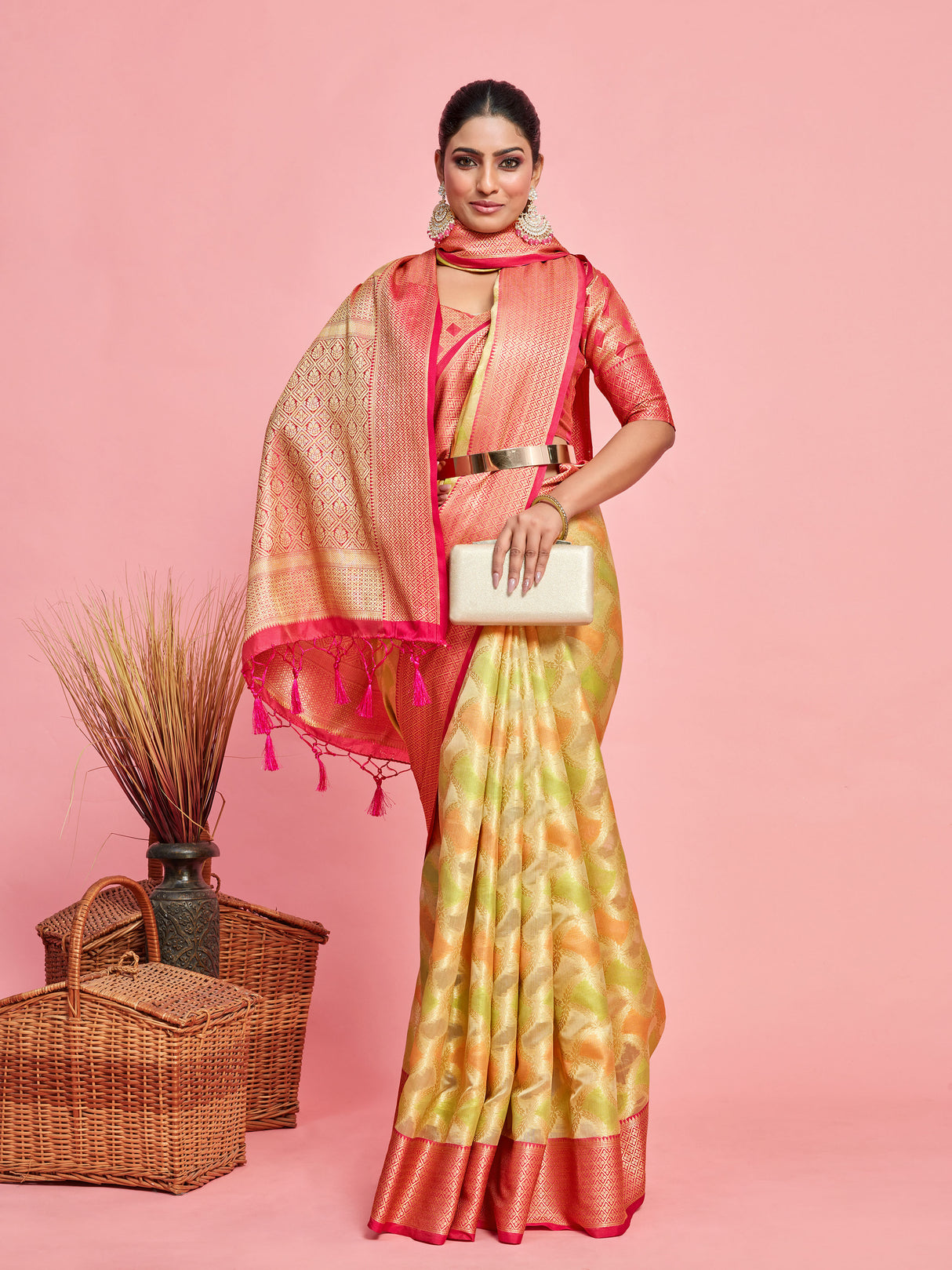 Mimosa Women's Woven Design Banarasi Art Silk Saree With Blouse Piece : SA00001212TSFREE