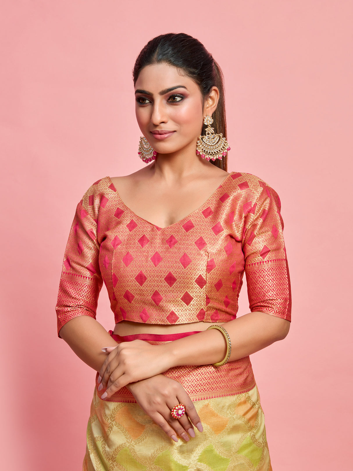 Mimosa Women's Woven Design Banarasi Art Silk Saree With Blouse Piece : SA00001212TSFREE