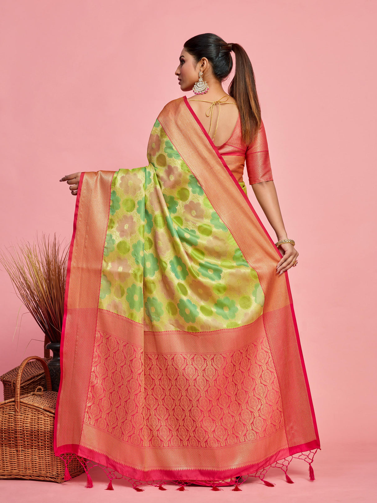 Mimosa Women's Woven Design Banarasi Art Silk Saree With Blouse Piece : SA00001213LRFREE