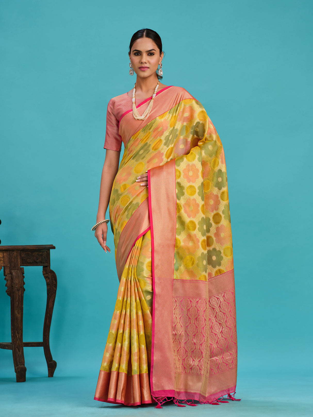 Mimosa Women's Woven Design Banarasi Art Silk Saree With Blouse Piece : SA00001213MSFREE