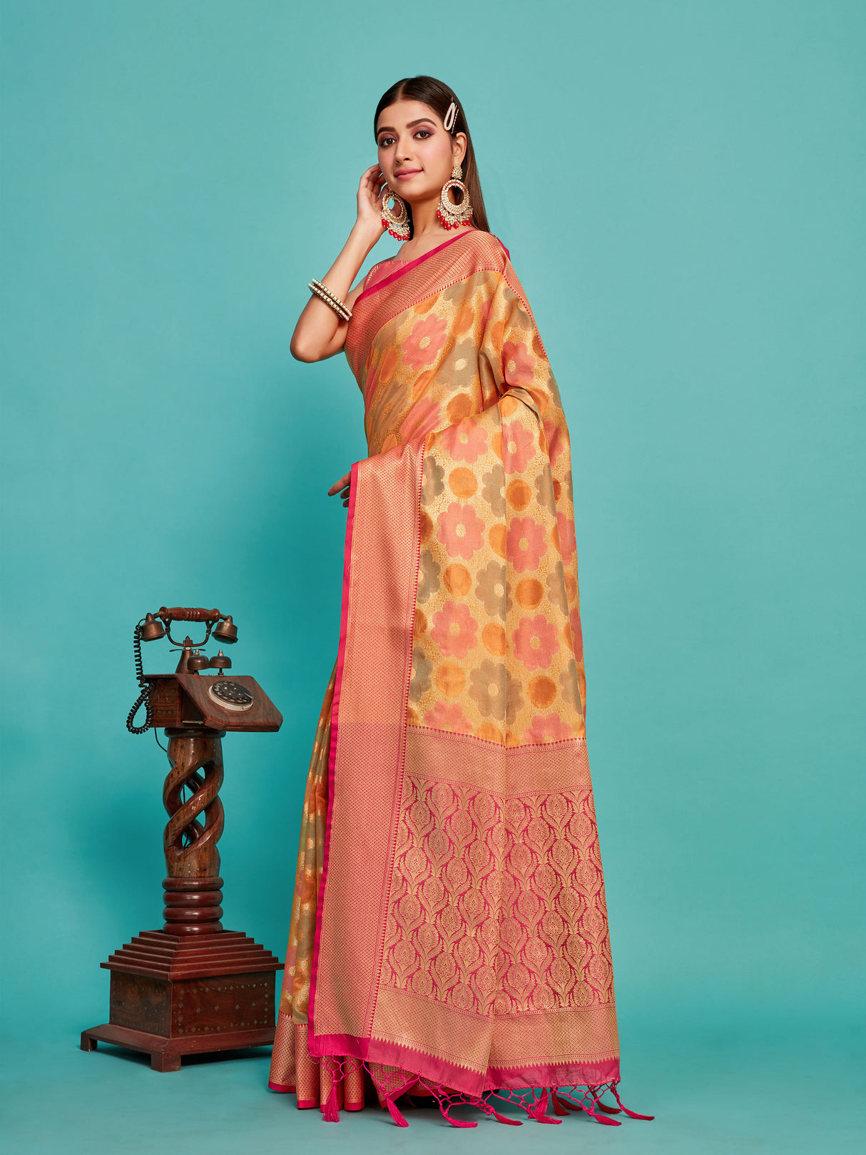 Mimosa Women's Woven Design Banarasi Art Silk Saree With Blouse Piece : SA00001213PCFREE