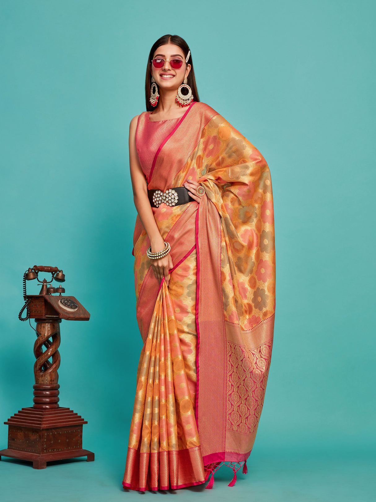 Mimosa Women's Woven Design Banarasi Art Silk Saree With Blouse Piece : SA00001213PCFREE