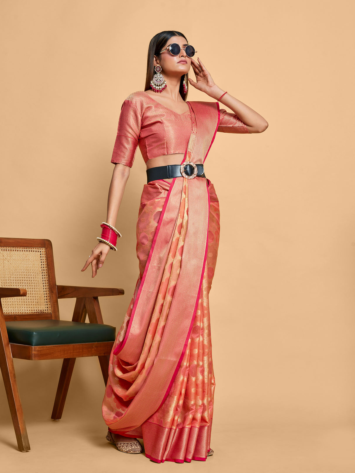 Mimosa Women's Woven Design Banarasi Art Silk Saree With Blouse Piece : SA00001213PNKFREE