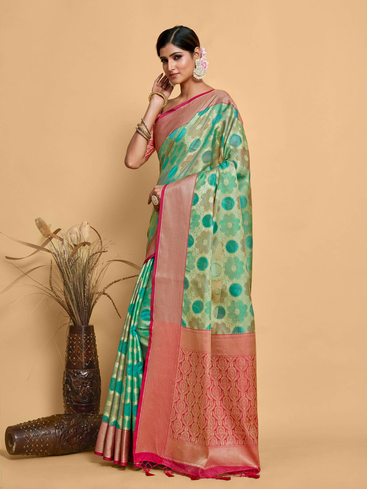 Mimosa Women's Woven Design Banarasi Art Silk Saree With Blouse Piece : SA00001213SFFREE