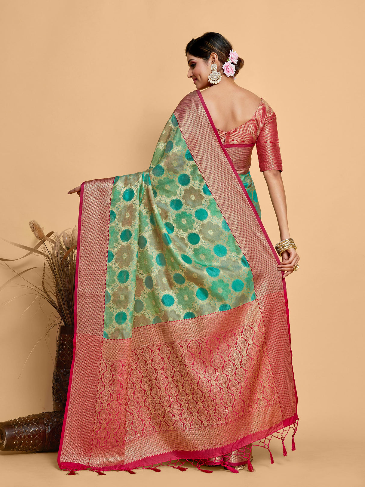 Mimosa Women's Woven Design Banarasi Art Silk Saree With Blouse Piece : SA00001213SFFREE