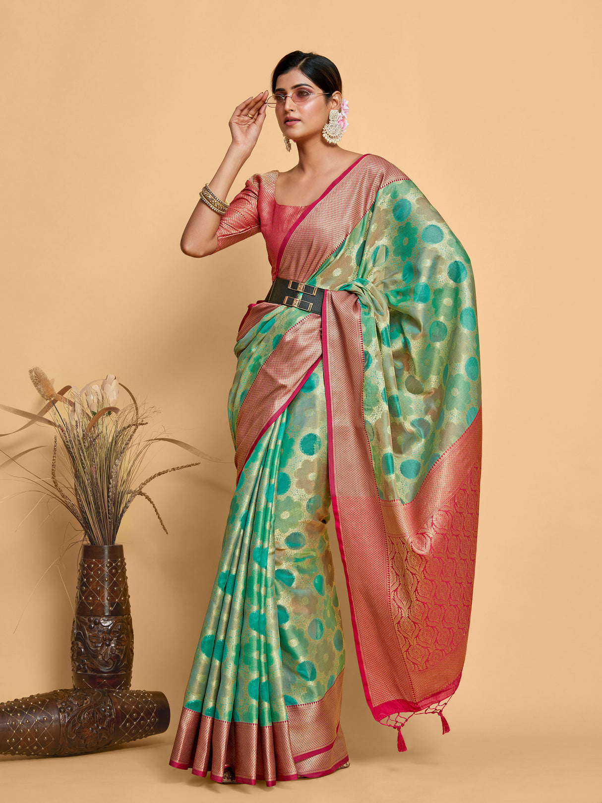Mimosa Women's Woven Design Banarasi Art Silk Saree With Blouse Piece : SA00001213SFFREE