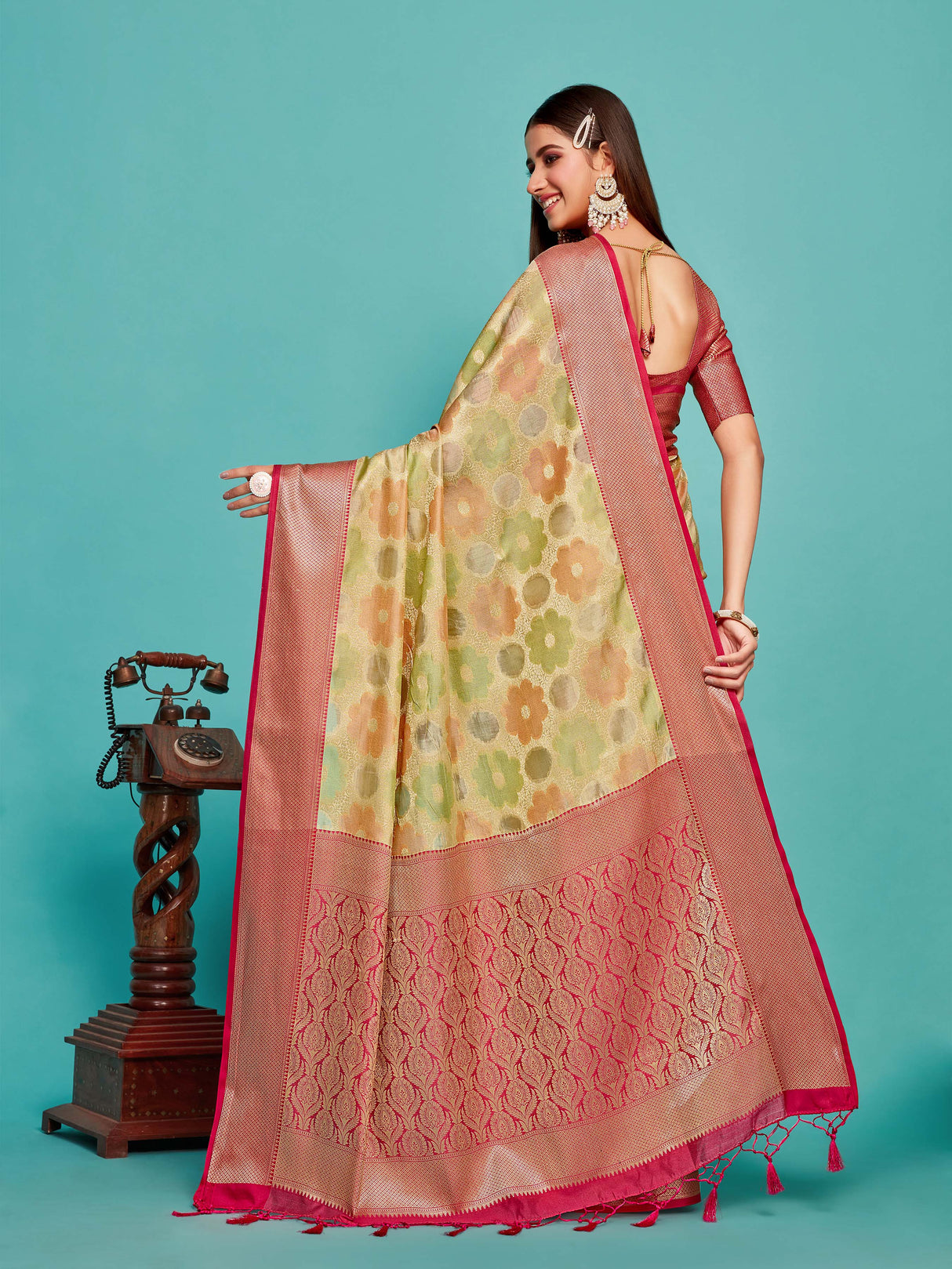 Mimosa Women's Woven Design Banarasi Art Silk Saree With Blouse Piece : SA00001213TSFREE