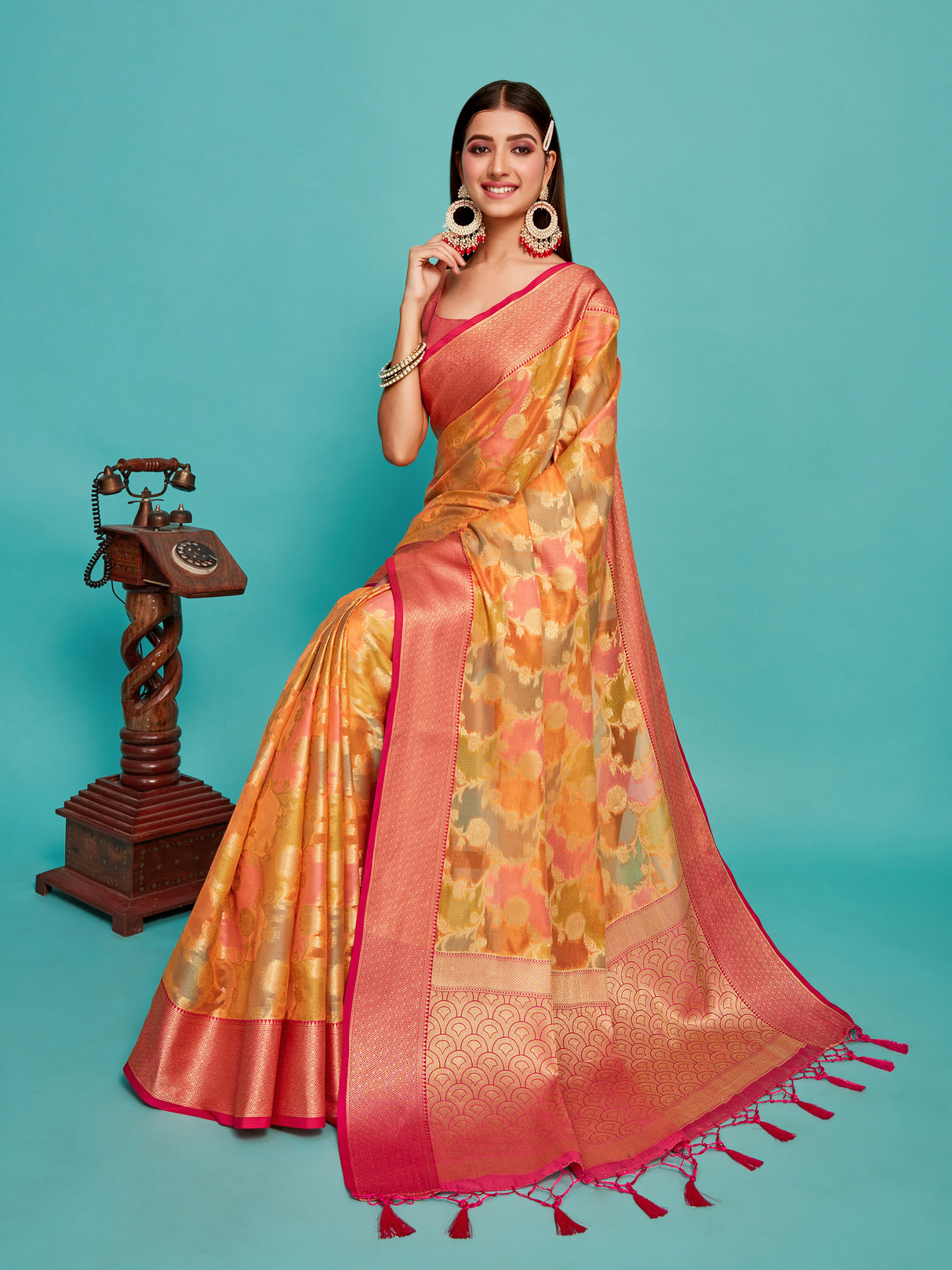 Mimosa Women's Woven Design Banarasi Art Silk Saree With Blouse Piece : SA00001214PCFREE