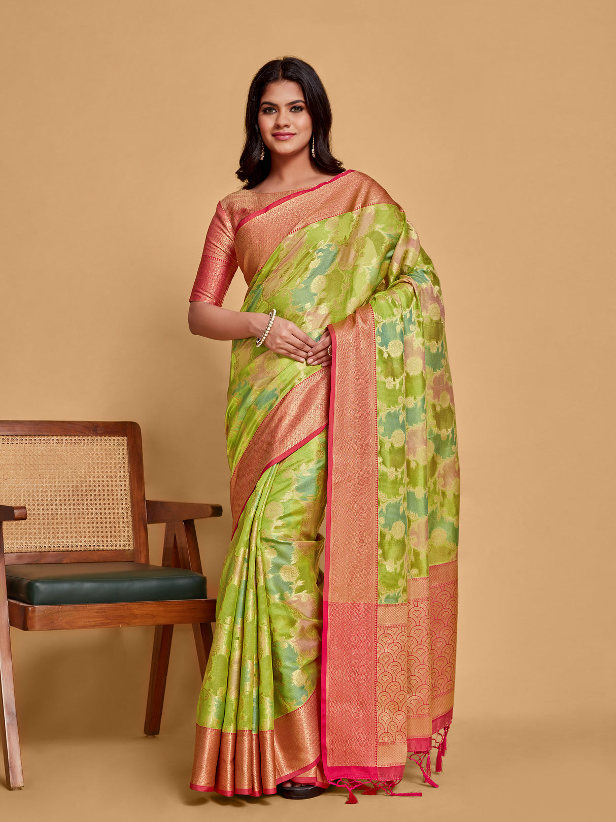 Mimosa Women's Woven Design Banarasi Art Silk Saree With Blouse Piece : SA00001214PGFREE