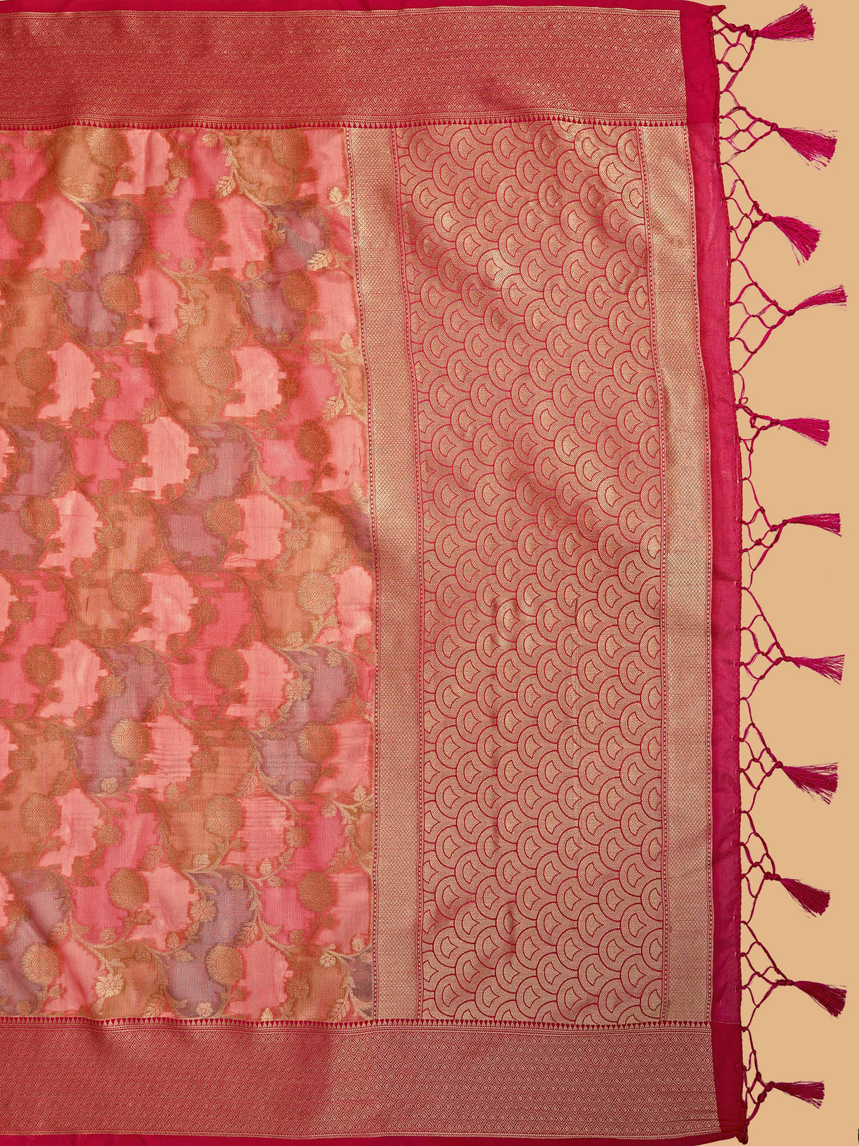 Mimosa Women's Woven Design Banarasi Art Silk Saree With Blouse Piece : SA00001214PNKFREE