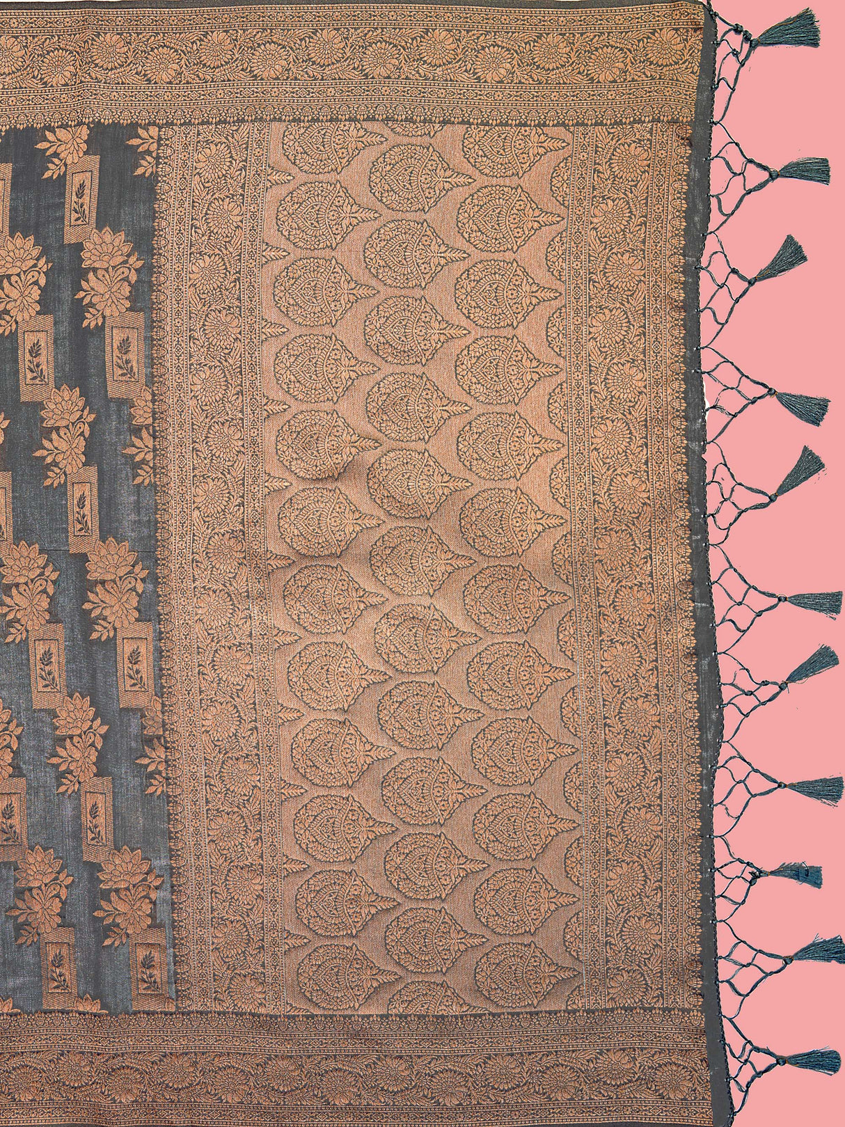 Mimosa Women's Woven Design Banarasi Art Silk Saree With Blouse Piece : SA00001215GYFREE