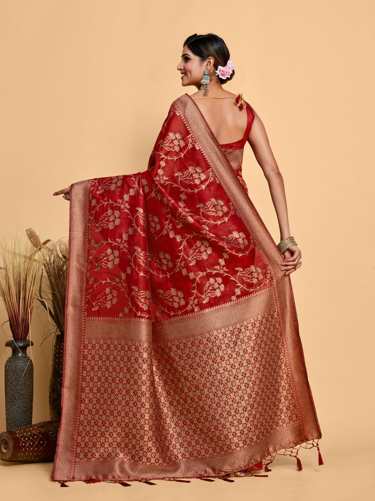 Mimosa Women's Woven Design Banarasi Art Silk Saree With Blouse Piece : SA00001216MRFREE