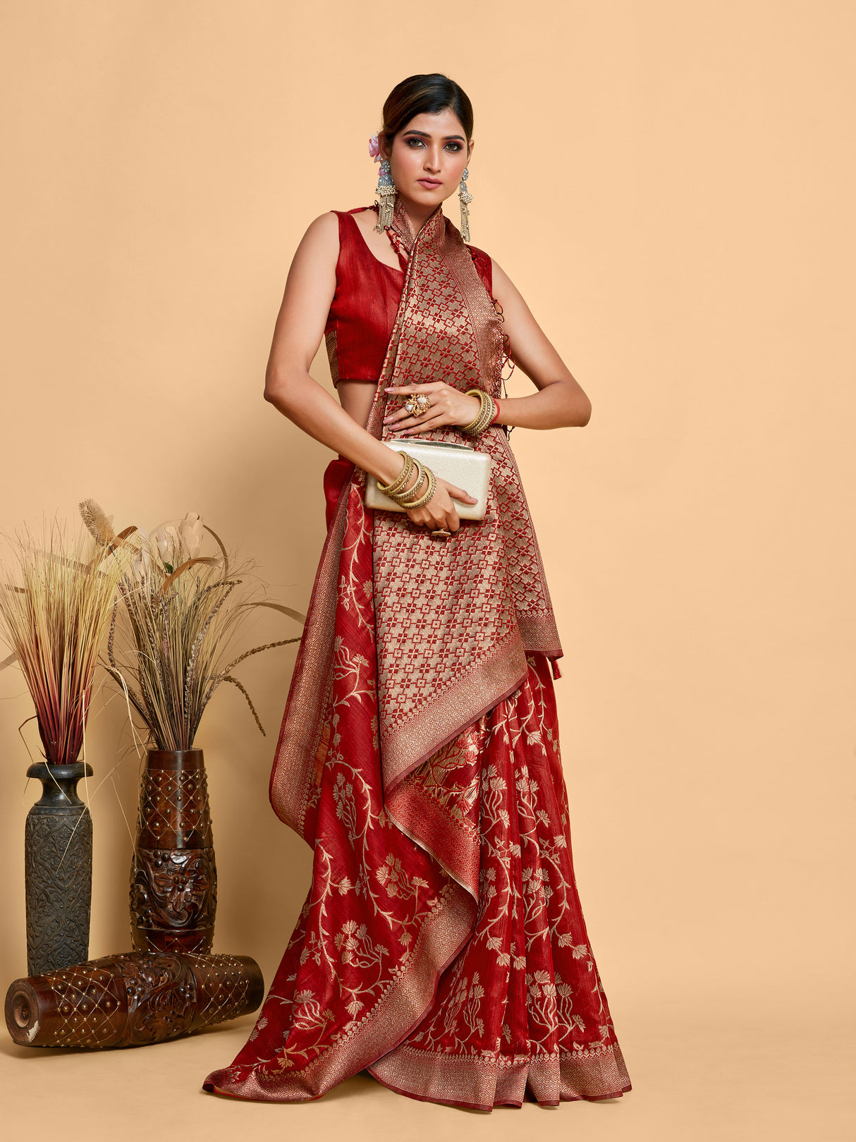 Mimosa Women's Woven Design Banarasi Art Silk Saree With Blouse Piece : SA00001216MRFREE