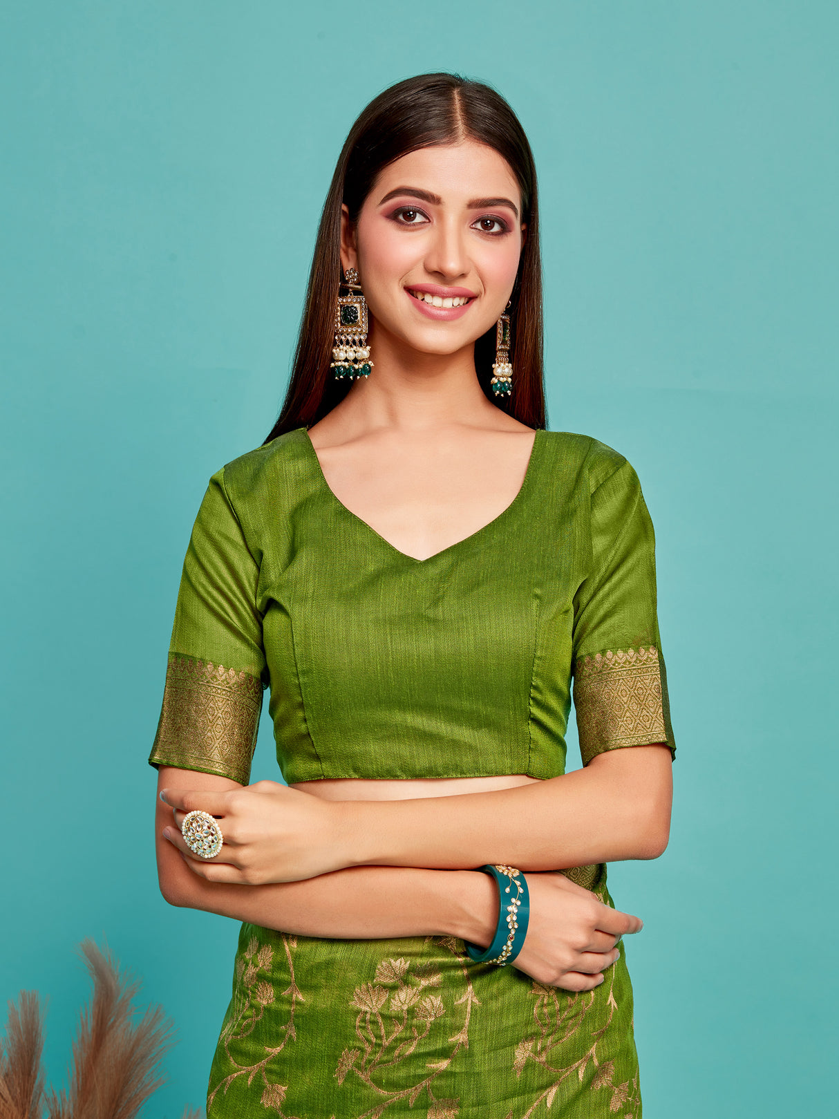 Mimosa Women's Woven Design Banarasi Art Silk Saree With Blouse Piece : SA00001216OLFREE