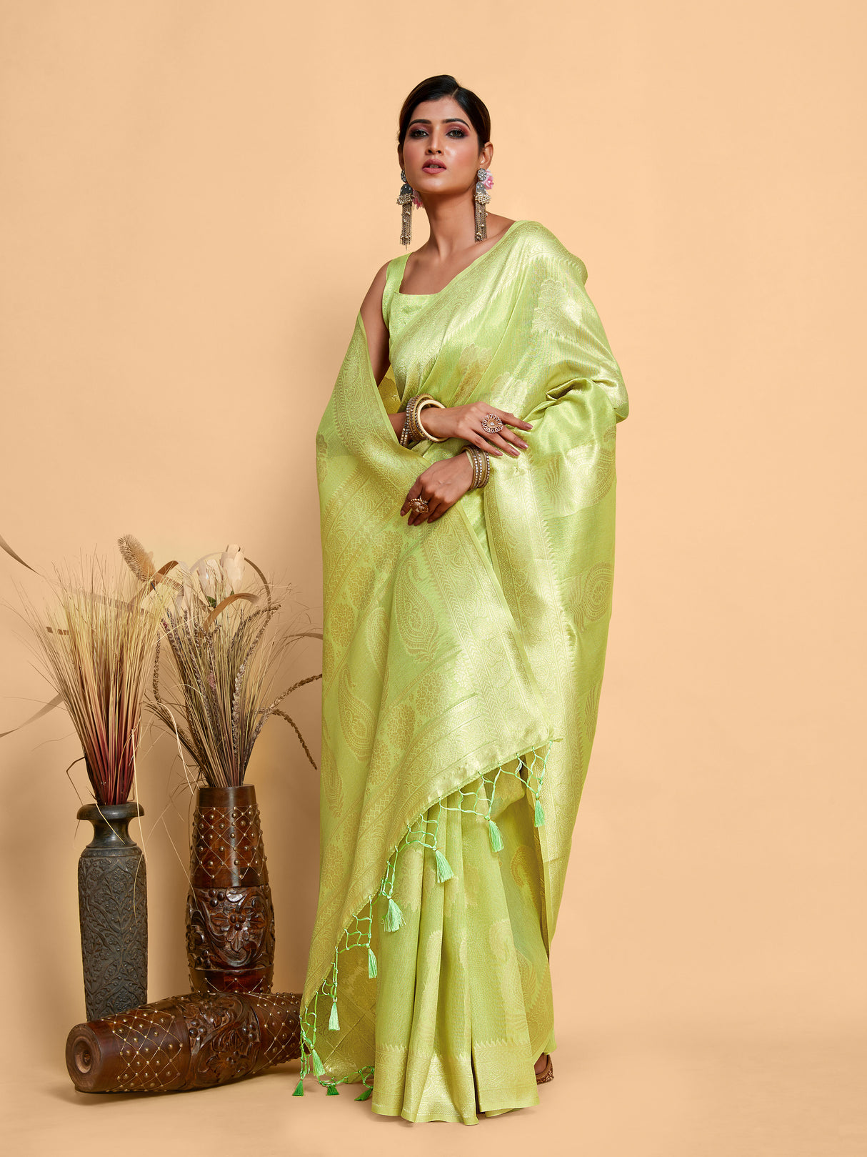 Mimosa Women's Woven Design Banarasi Art Silk Saree With Blouse Piece : SA00001217PSFREE
