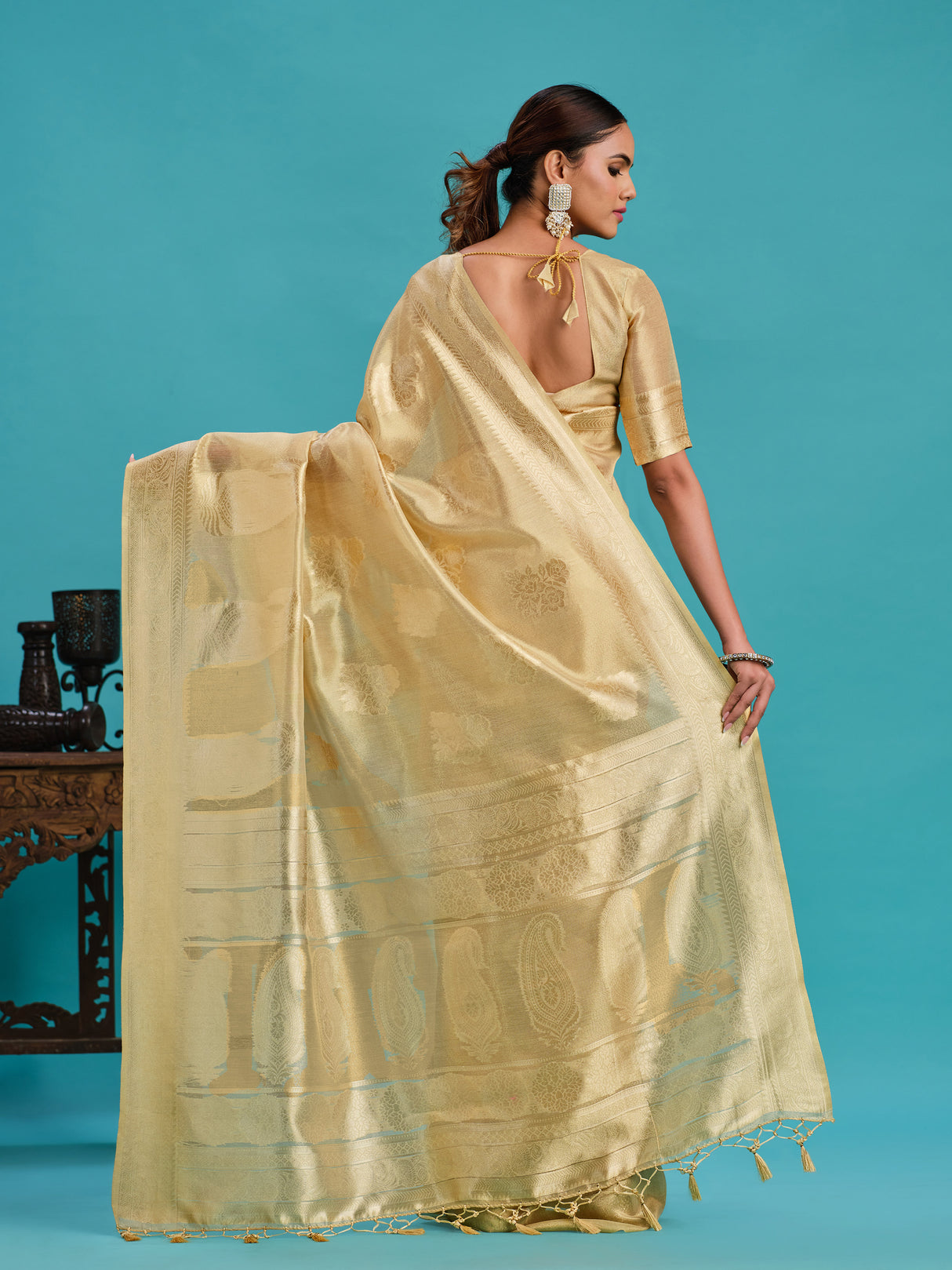 Mimosa Women's Woven Design Banarasi Art Silk Saree With Blouse Piece : SA00001217TSFREE