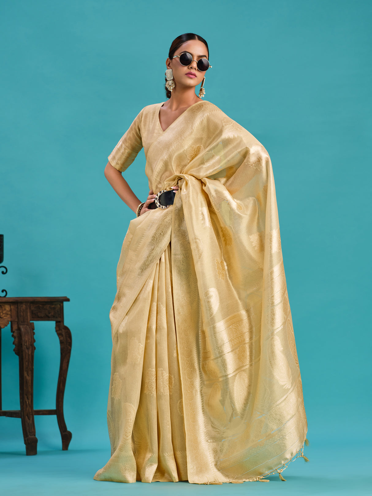 Mimosa Women's Woven Design Banarasi Art Silk Saree With Blouse Piece : SA00001217TSFREE