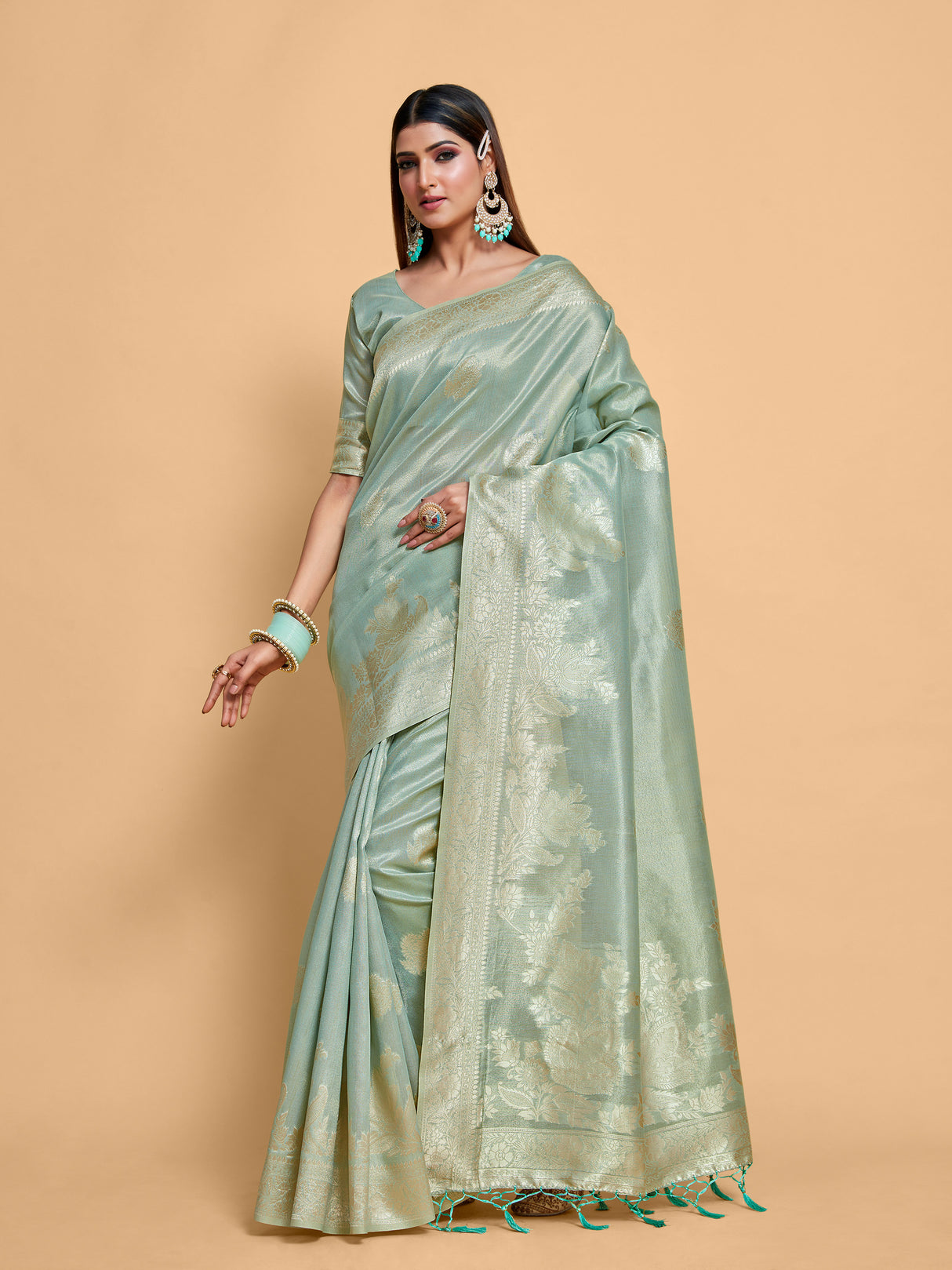 Mimosa Women's Woven Design Banarasi Art Silk Saree With Blouse Piece : SA00001218ANFREE