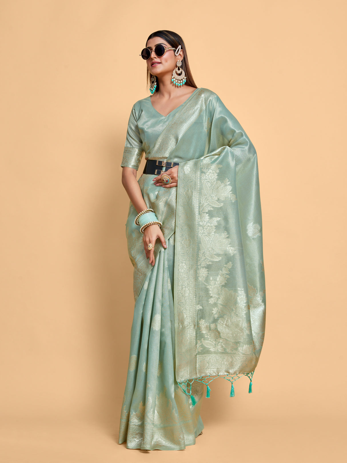 Mimosa Women's Woven Design Banarasi Art Silk Saree With Blouse Piece : SA00001218ANFREE