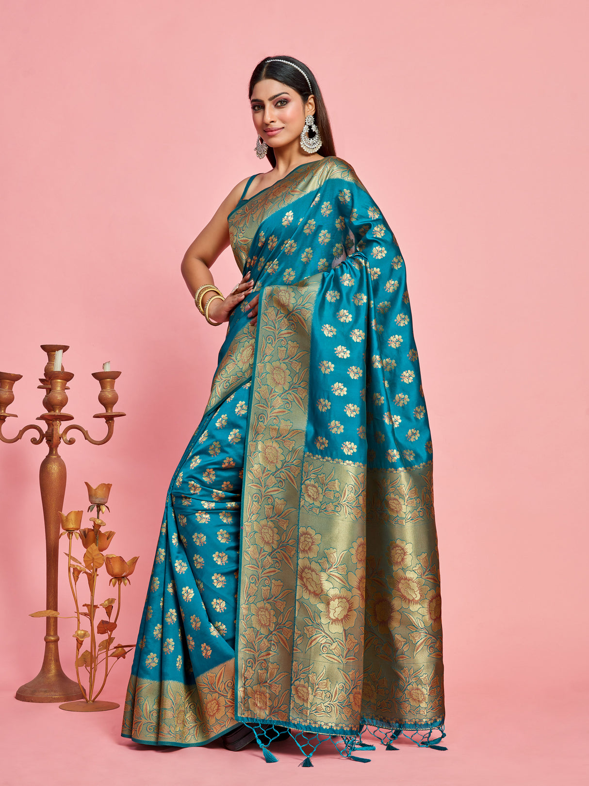Mimosa Women's Woven Design Kanjivaram Art Silk Saree With Blouse Piece : SA00001219ANFREE