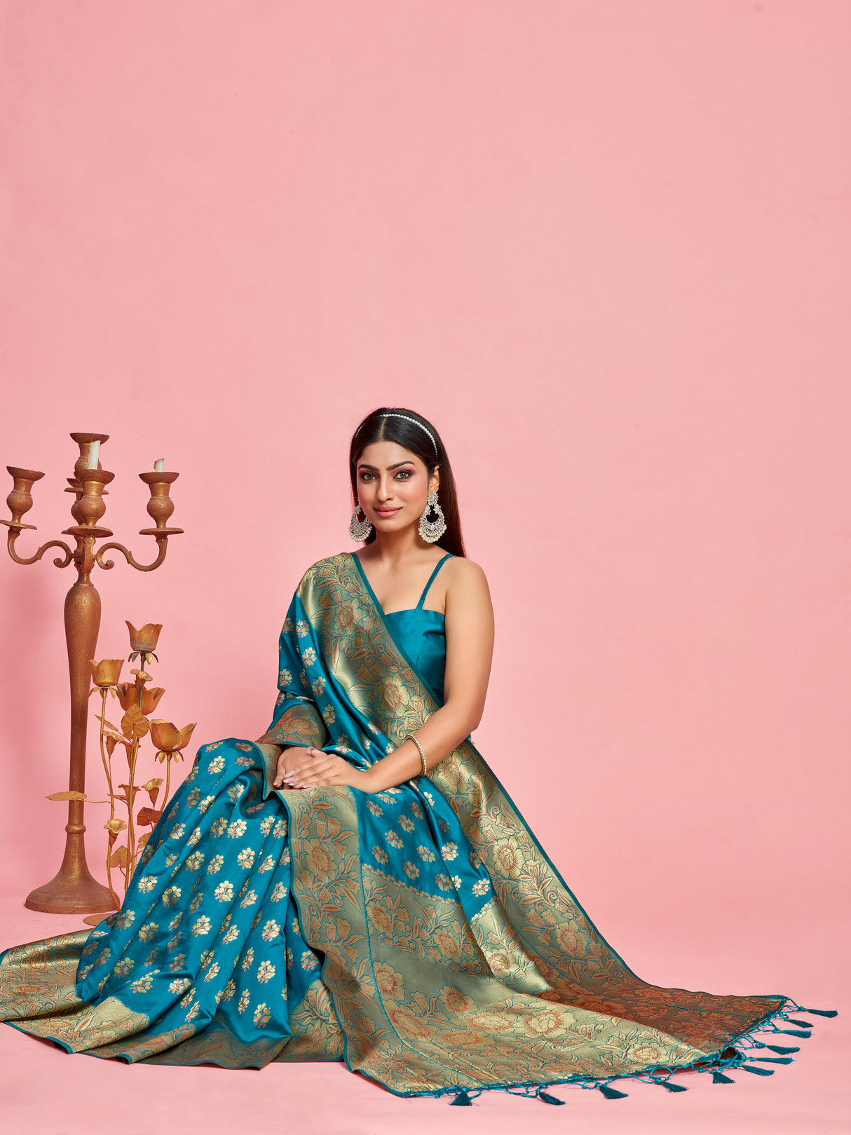 Mimosa Women's Woven Design Kanjivaram Art Silk Saree With Blouse Piece : SA00001219ANFREE