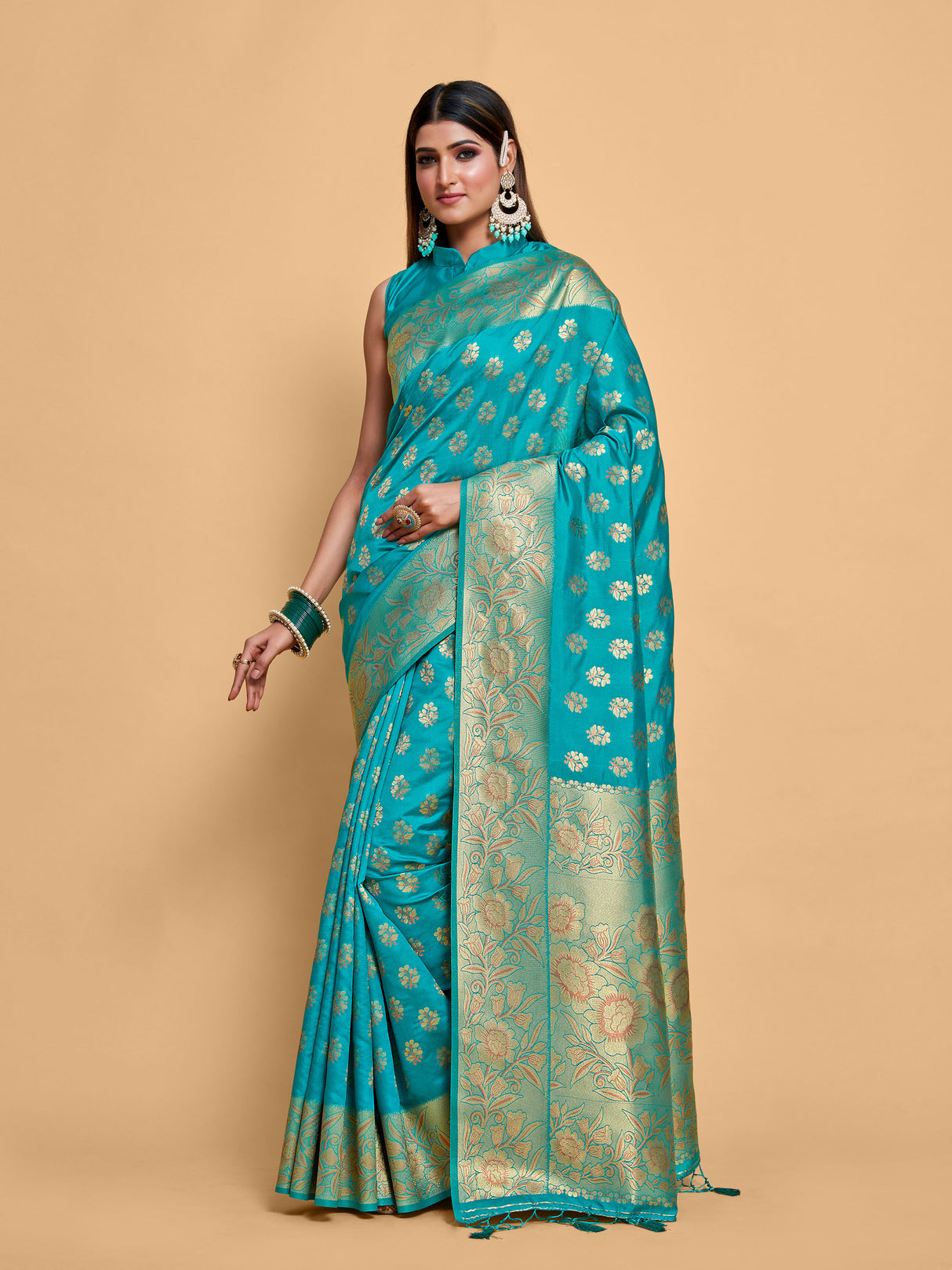 Mimosa Women's Woven Design Kanjivaram Art Silk Saree With Blouse Piece : SA00001219SFFREE