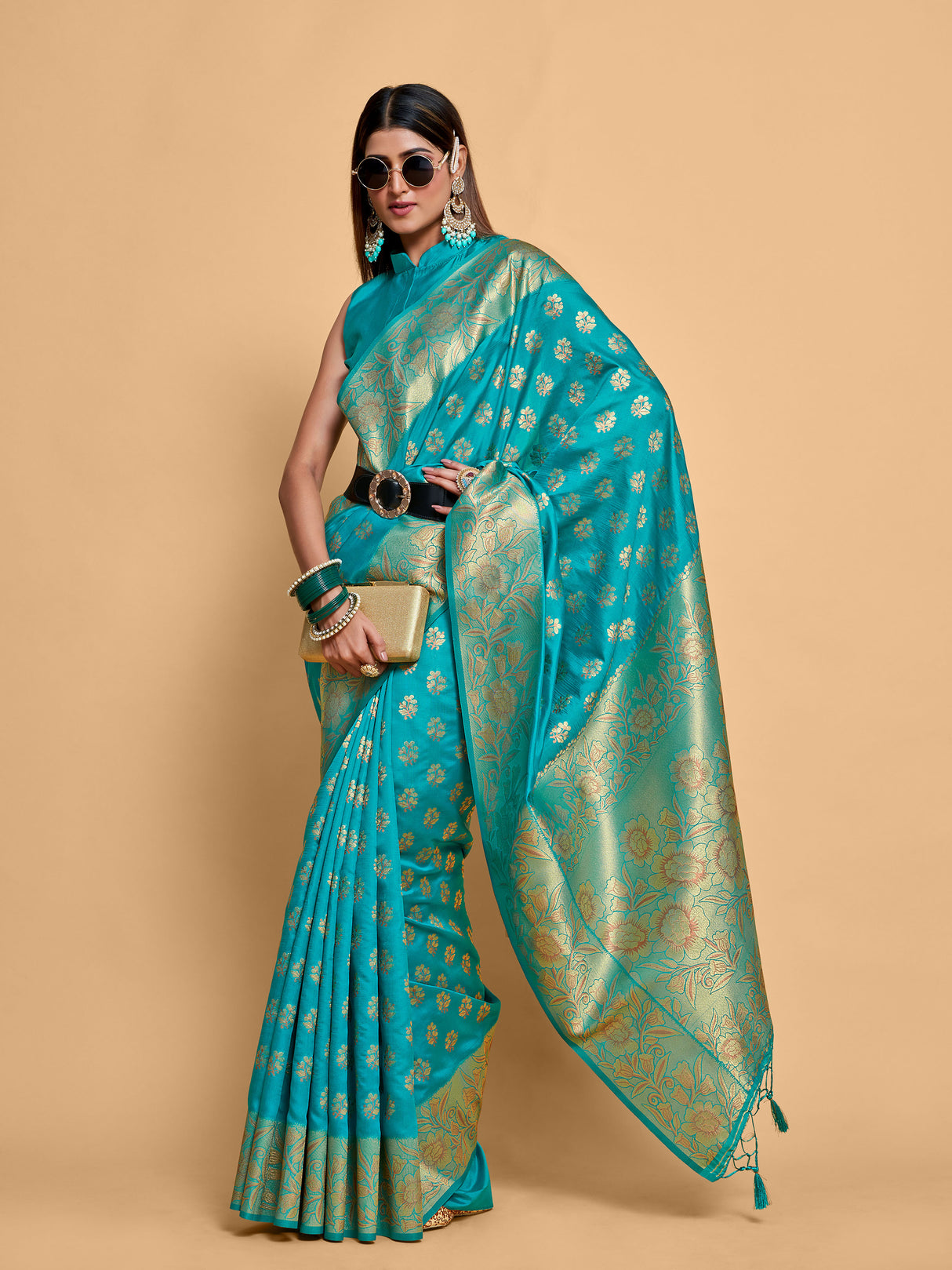 Mimosa Women's Woven Design Kanjivaram Art Silk Saree With Blouse Piece : SA00001219SFFREE