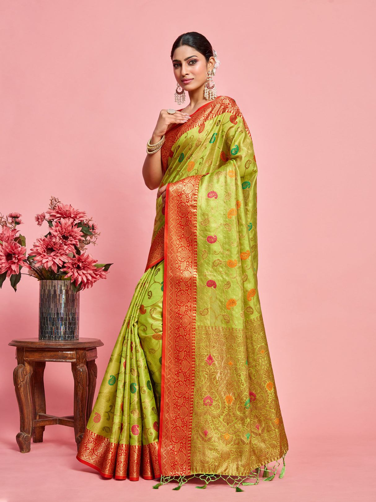 Mimosa Women's Woven Design Banarasi Art Silk Saree With Blouse Piece : SA00001223OLFREE