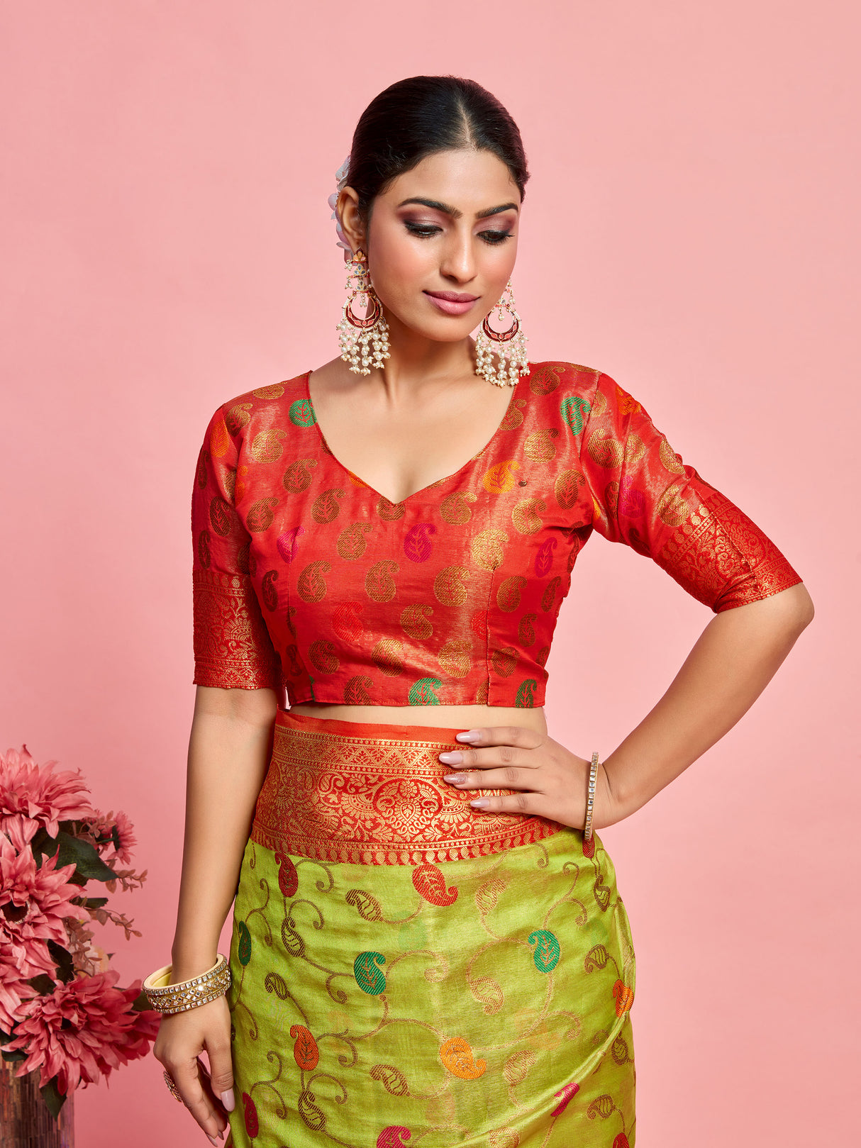 Mimosa Women's Woven Design Banarasi Art Silk Saree With Blouse Piece : SA00001223OLFREE