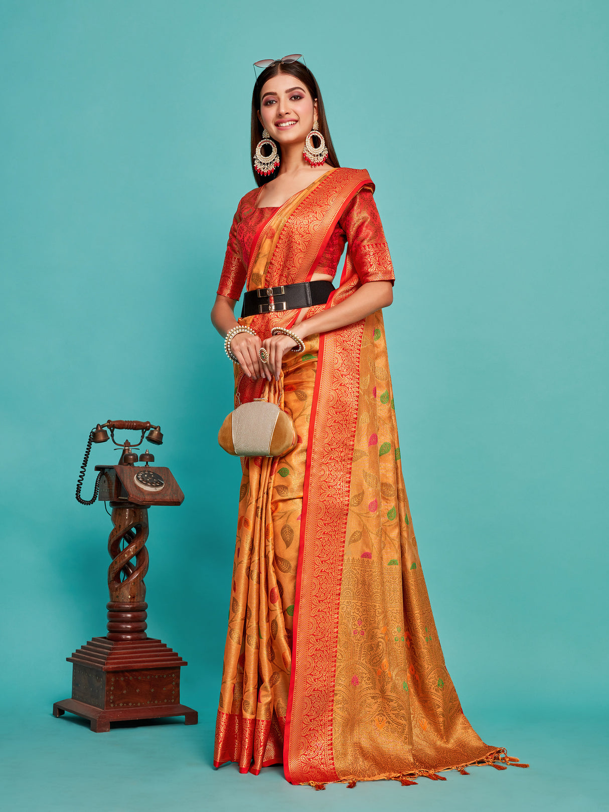 Mimosa Women's Woven Design Banarasi Art Silk Saree With Blouse Piece : SA00001223PCFREE