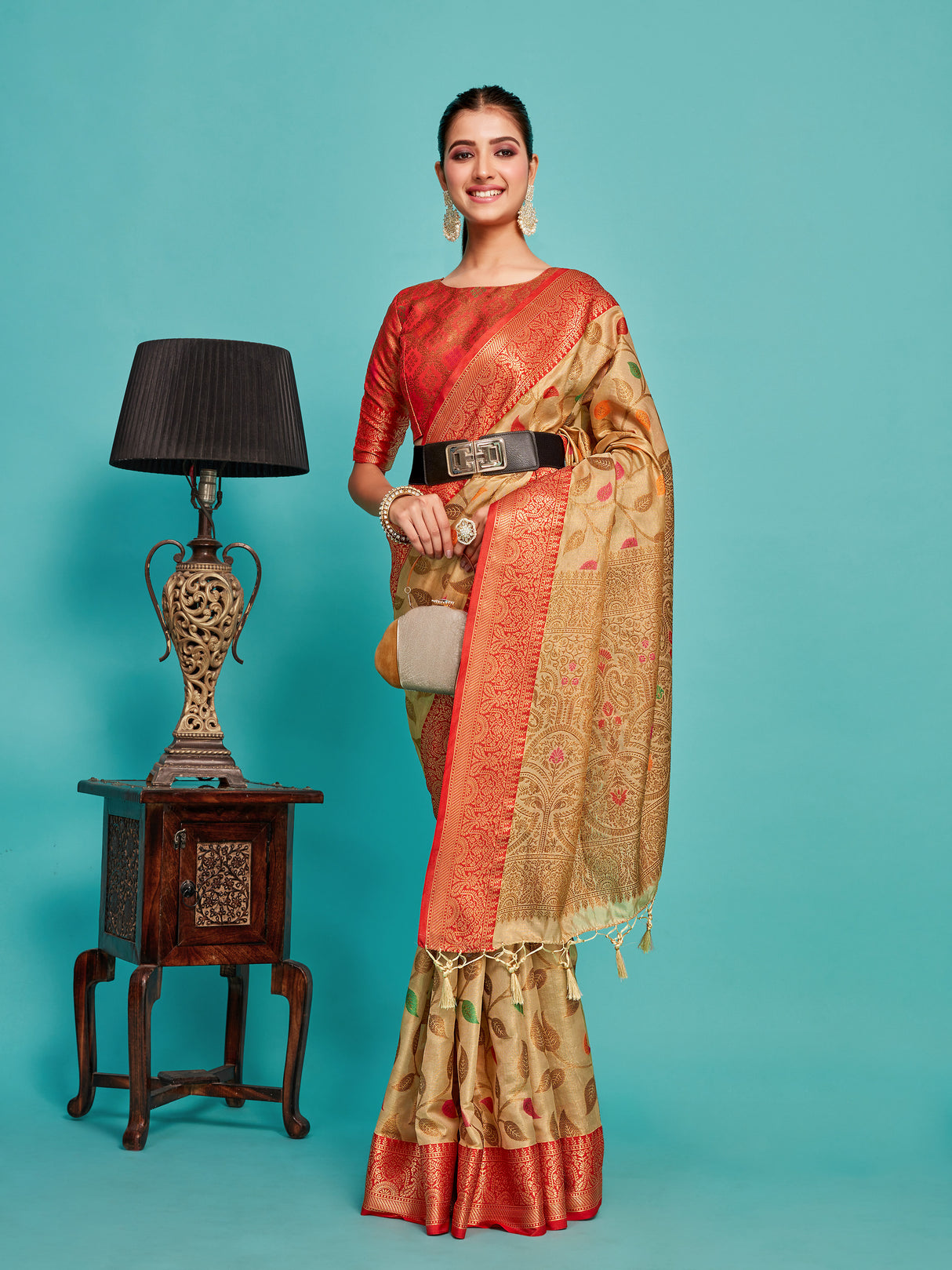 Mimosa Women's Woven Design Banarasi Art Silk Saree With Blouse Piece : SA00001223TSFREE