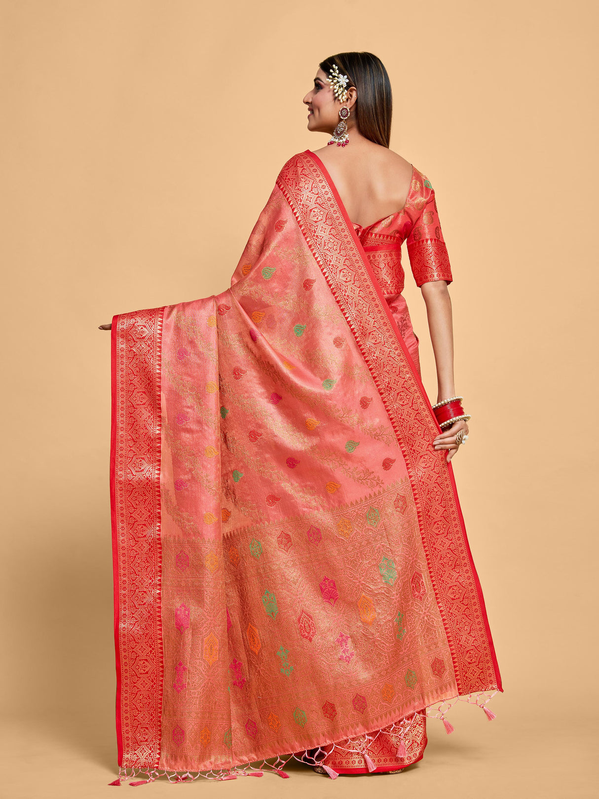 Mimosa Women's Woven Design Banarasi Art Silk Saree With Blouse Piece : SA00001224GJFREE