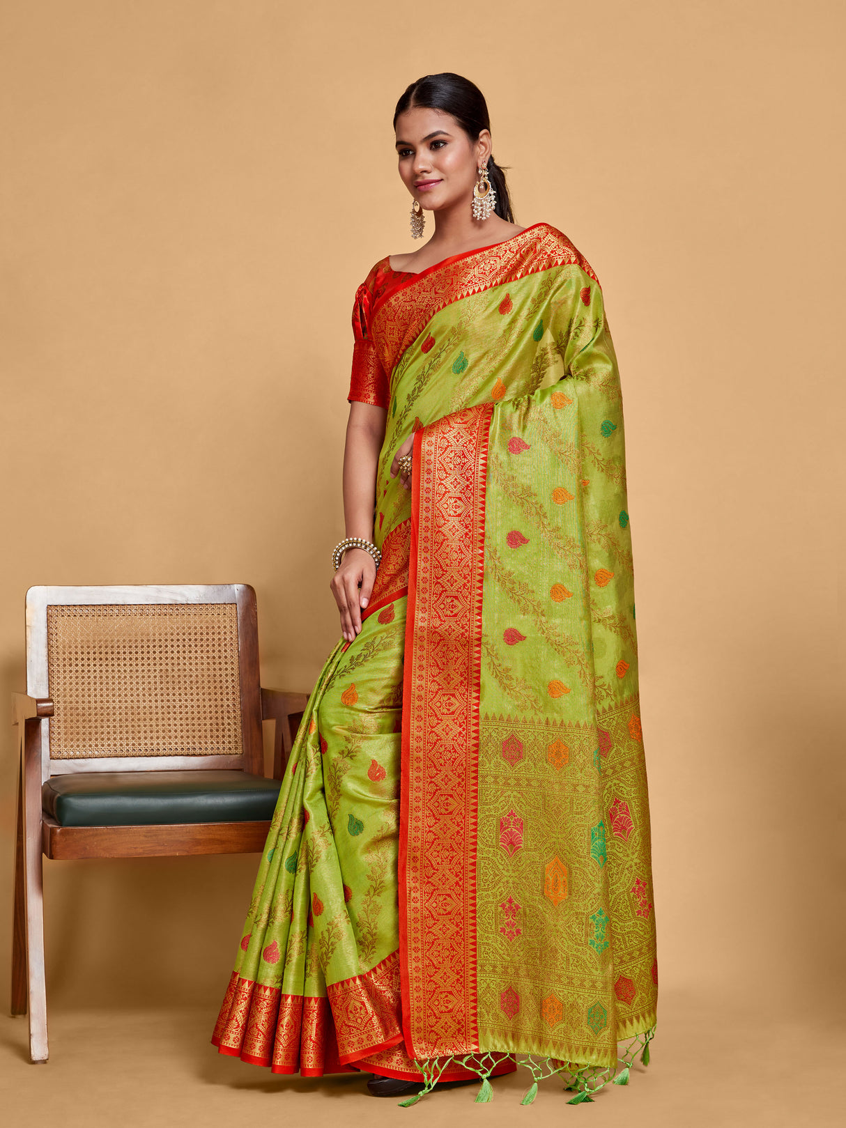 Mimosa Women's Woven Design Banarasi Art Silk Saree With Blouse Piece : SA00001224OLFREE